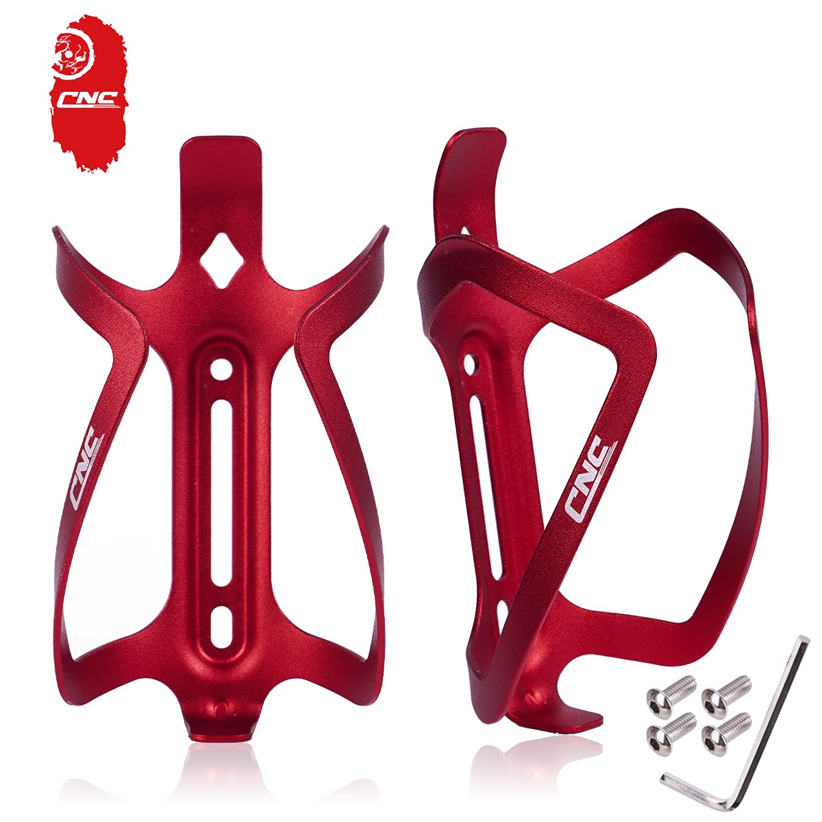CNC Bike Water Bottle Holder - 2 Pack Aluminum Alloy Bicycle Water Bottle Cage for Road Bike & Mountain Bike - Lightweight & Durable Cycling Accessories (Red) - Perfect for Commuting, Road Cycling & Mountain Biking Adventures