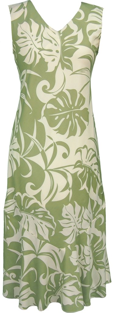 RJC Women's Sleeveless Hawaiian Floral Print Beach Dress - Tea Length Summer Sundress for Vacation, Luau Party & Tropical Getaway