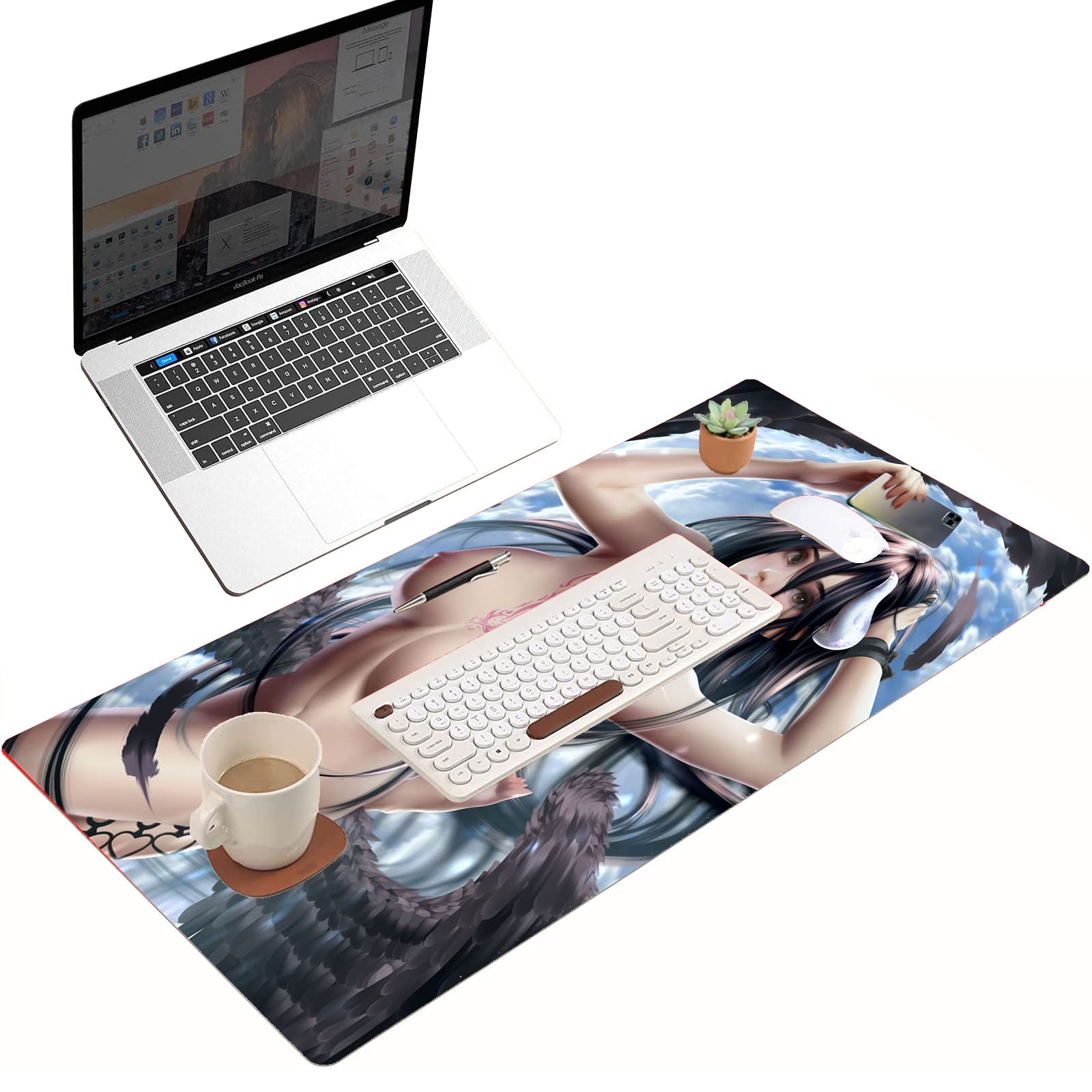 Overlord Anime Mouse Pad - XXL Large Gaming Mouse Mat for Laptop, Office & PC, Non-Slip Desk Mat with Anime Girl Design (24x12 Inch) - Perfect for Gamers, Office Work & Anime Enthusiasts