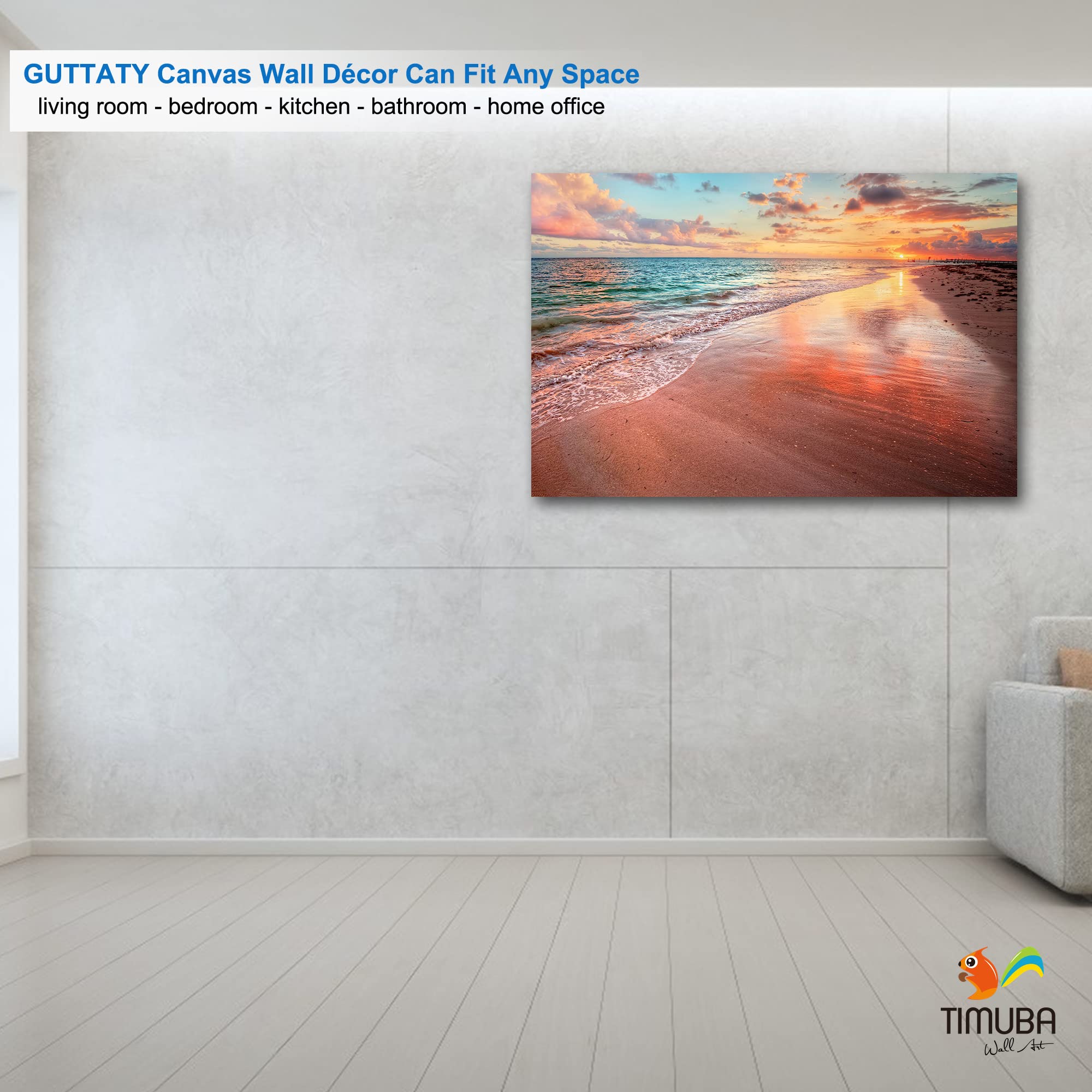 Beach Wall Art Canvas Print - Coastal Bathroom Decor & Sunset Landscape Pictures for Living Room - 32x48 Inch Ocean Themed Home Decor (Perfect for Beach Houses, Bathrooms & Coastal Living Spaces)