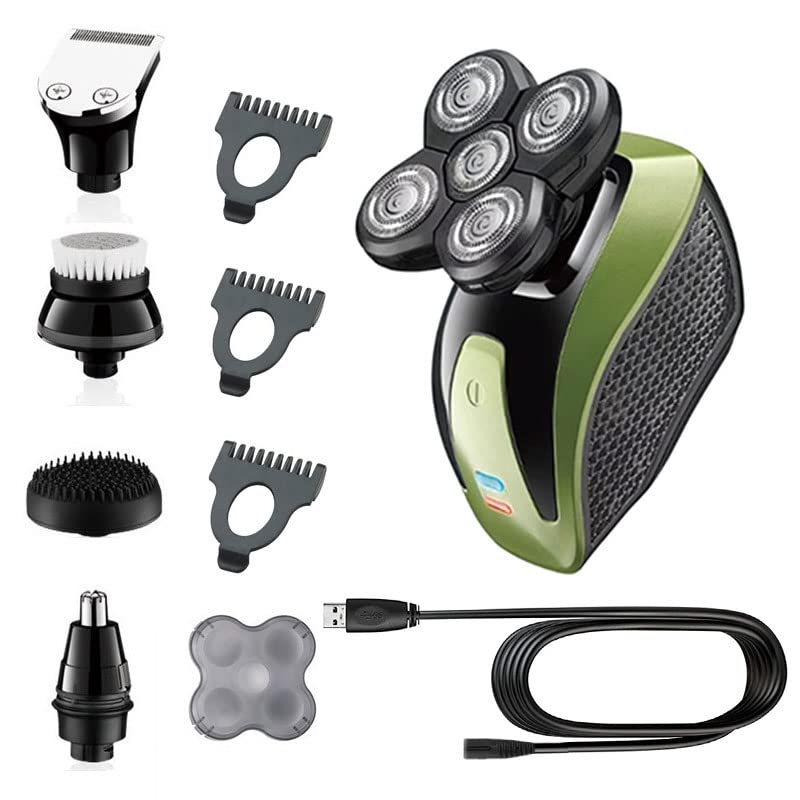 5-in-1 Electric Head Shaver for Bald Men - Rechargeable Wet/Dry Shaving Machine with Beard Trimmer | Professional Grooming Kit for Smooth Head Shaving at Home or Travel
