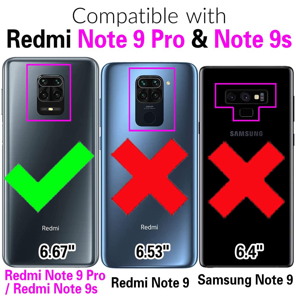 Premium Shockproof Phone Case for Xiaomi Redmi Note 9 Pro/Note 9S/Note 9 Pro Max/Poco M2 Pro - 360° Protection with Built-in Card Holder & Kickstand, Includes Tempered Glass Screen Protector (Blue) - Perfect for Daily Use, Travel, and Hands-Free Viewing