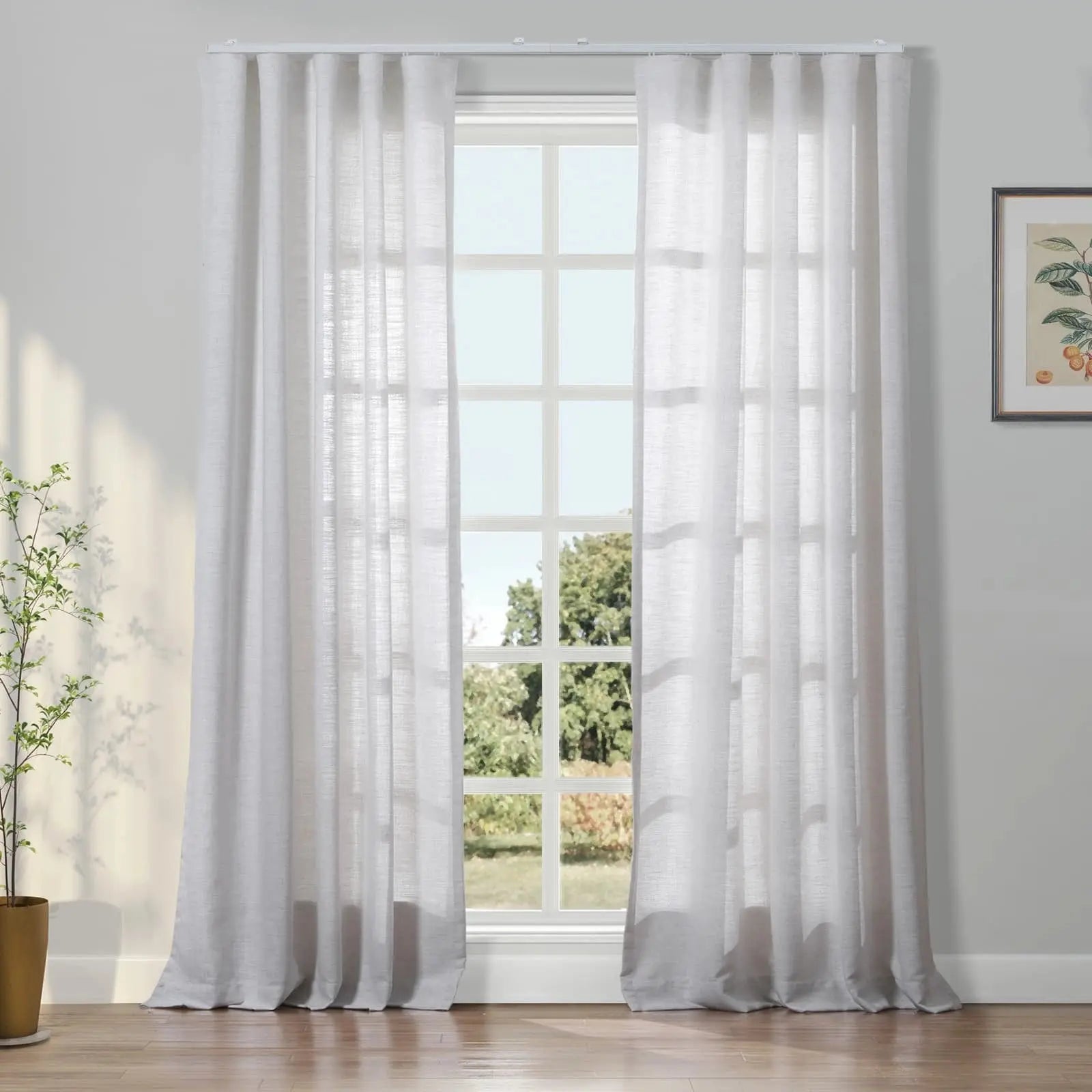 Liz Linen Ripple Fold Drapery Curtains - Elegant Window Treatments for Living Room & Bedroom Decor