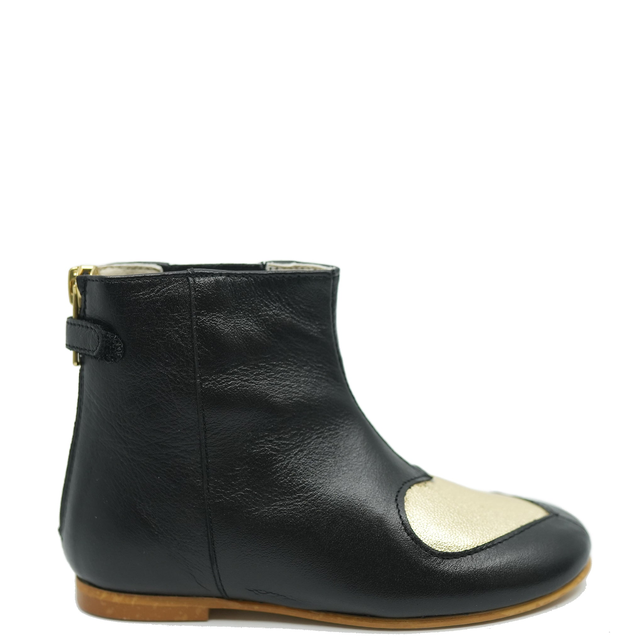 Sonatina Black and Gold Heart Zipper Boots for Women - Stylish Ankle Boots with Heart-Shaped Zipper Detail - Perfect for Date Night, Parties & Casual Outfits