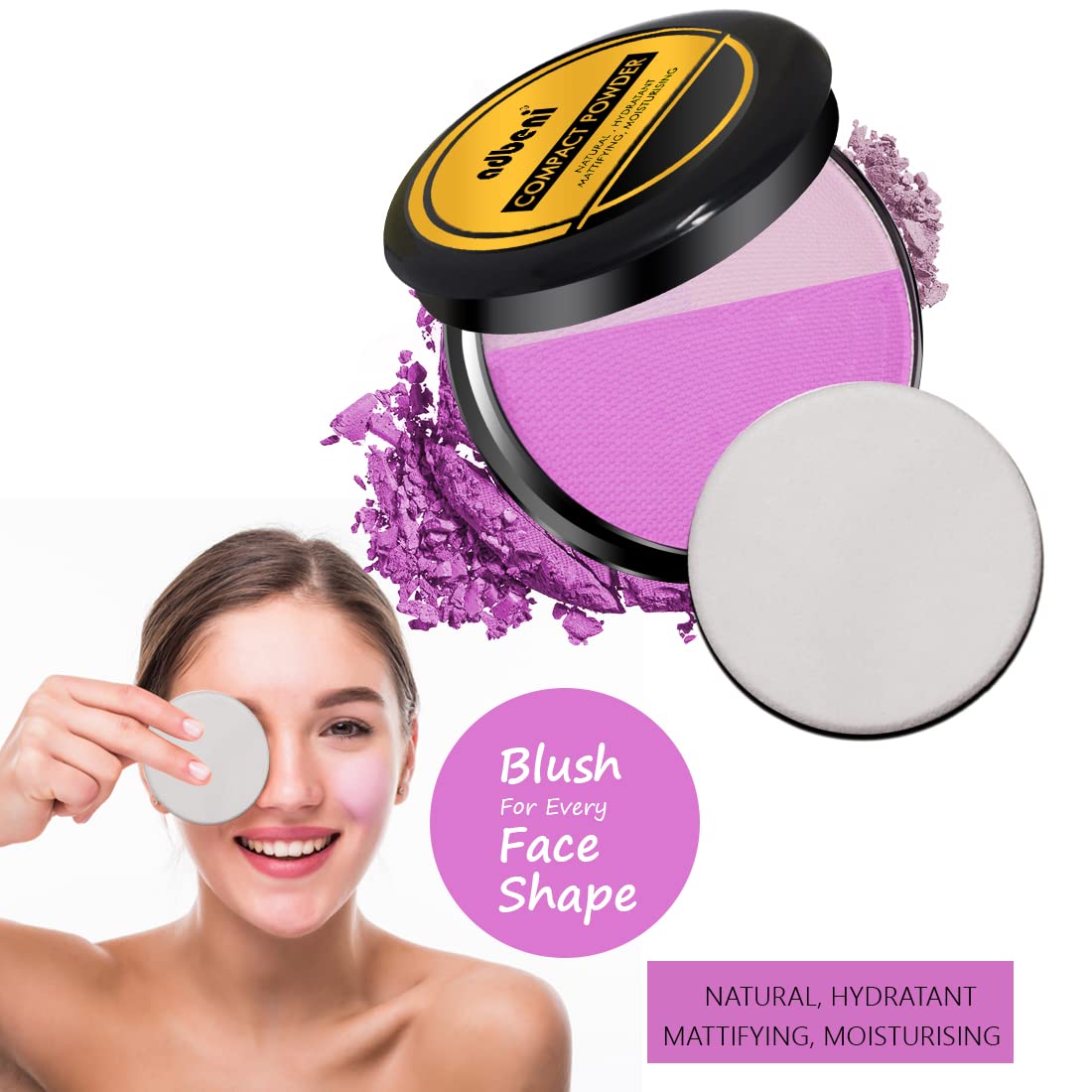 Adbeni Matte Blush & Compressed Powder - Orchid Twilight Shade (BLSHR01) | Long-Lasting Natural Makeup for Day & Night Wear | Perfect for Office, Date Night & Special Occasions