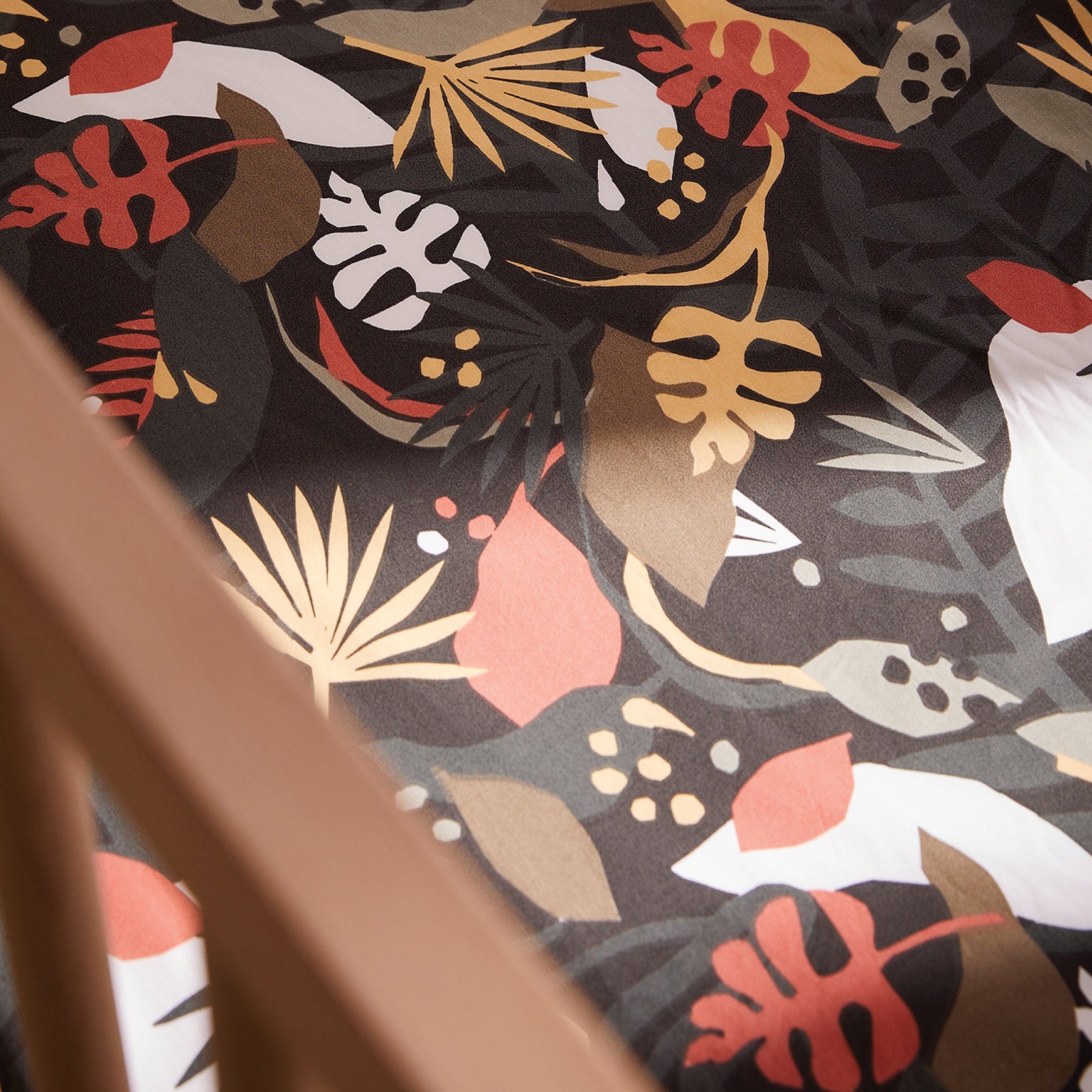 Soft & Breathable Crib Fitted Sheet - Tropical Leaves Pattern - Waterproof & Hypoallergenic - Perfect for Nursery, Daycare & Travel