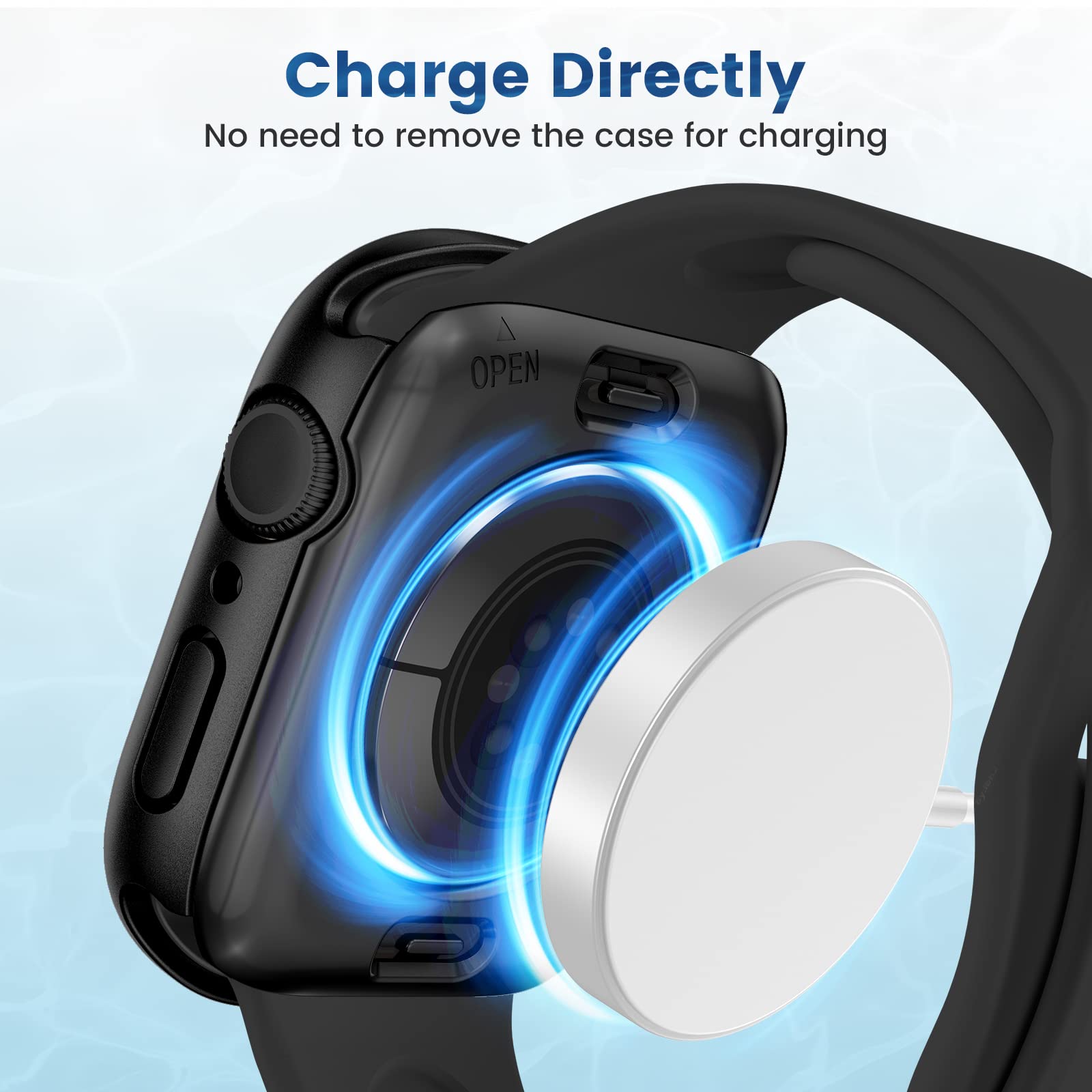 2 Pack Waterproof Case for Apple Watch Series 9/8/7 41mm - Shockproof Protective Cover with Built-in Tempered Glass Screen Protector, Front & Back Bumper for iWatch (Black) - Perfect for Swimming, Sports & Outdoor Activities