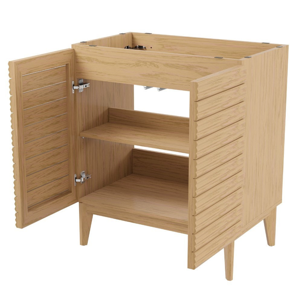 Modern Farmhouse 2 Shelf Bathroom Vanity Cabinet - Calandre Thin Linear Slat Design, Wall Mounted Storage (Sink Not Included) | Perfect for Small Bathrooms, Powder Rooms & Farmhouse Style Decor