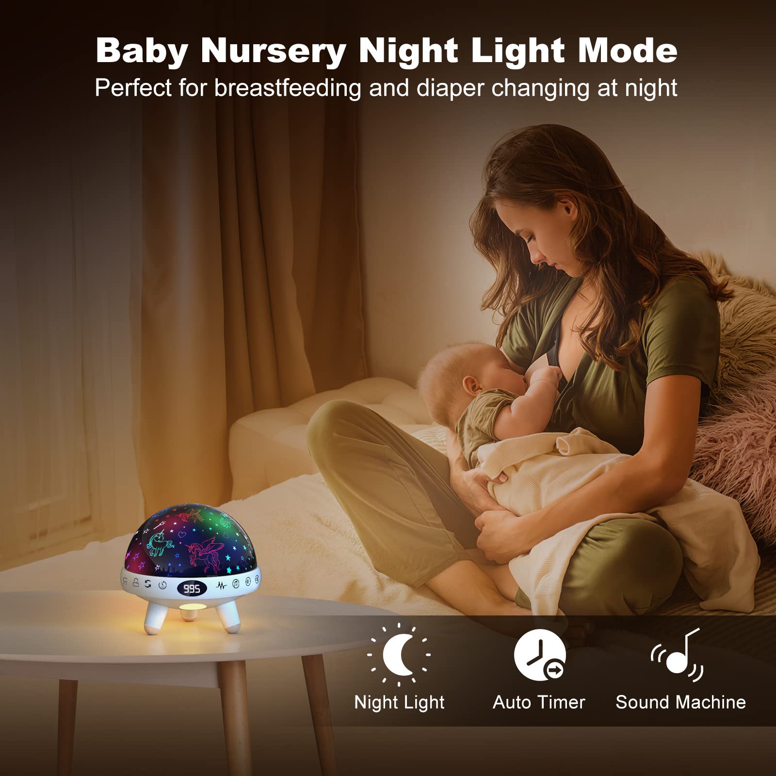 YACHANCE Unicorn Night Light Projector & White Noise Machine for Girls - 29 Soothing Sounds, Baby Night Light & Bedroom Decor Gift for 1-12 Year Old Girls | Perfect for Nursery, Kids' Room & Sleep Time