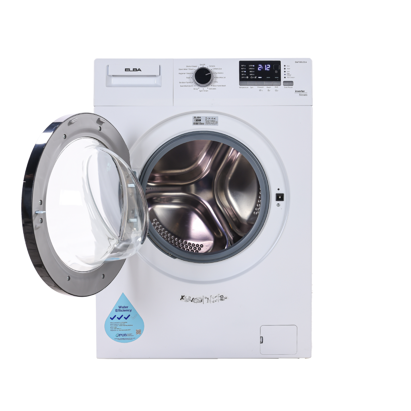 ELBA EWF 80121 A 8kg Front Load Washing Machine - Energy Efficient, Quiet, Large Capacity for Apartments & Small Homes - Perfect for Laundry Rooms & Compact Spaces