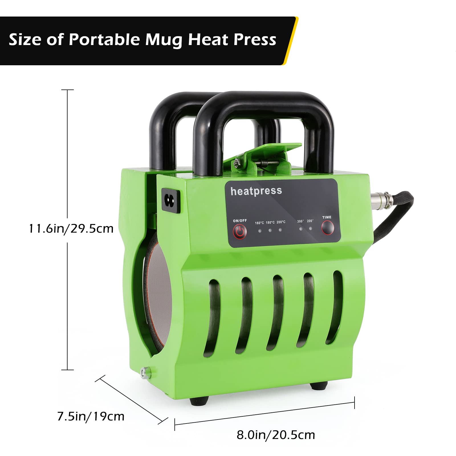 Dyna-Living Portable Sublimation Mug Press Machine for 10oz-12oz Ceramic Mugs - Mini Heat Press for DIY Custom Mugs, Baking Cups & Ironing - Perfect for Home Crafting, Small Business & Gift Making (Green)
