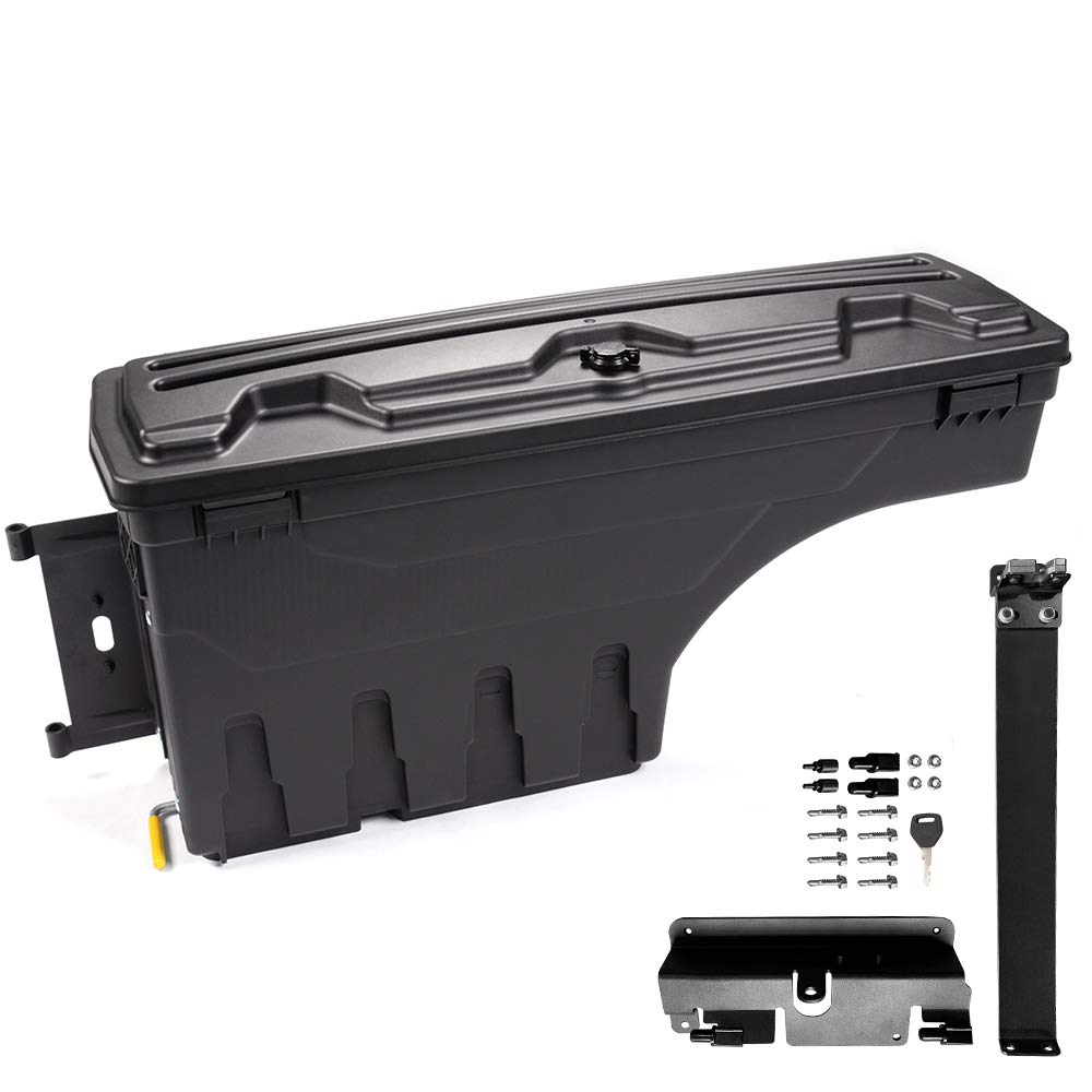 Lockable ABS Truck Bed Tool Box for 2007-2018 Chevy Silverado & GMC Sierra 1500/2500/3500 HD - Left Wheel Well Storage Case (Driver Side) | Secure Gear Organization for Work & Outdoor Adventures