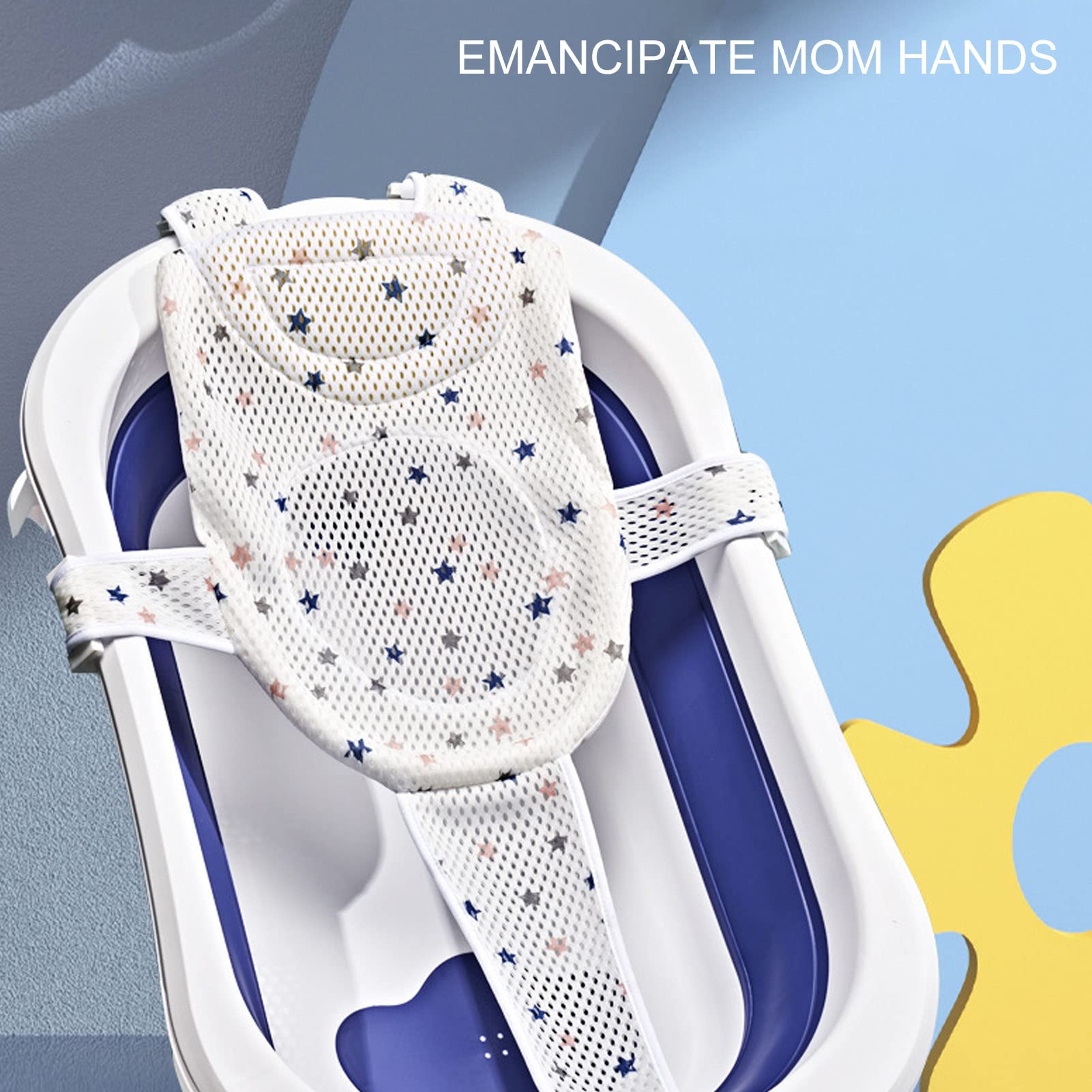 Universal Baby Bath Seat Support Net - Safe Mesh Bathtub Shower Seat for Newborns 0-18 Months | Non-Slip Infant Bathing Aid for Sink or Tub