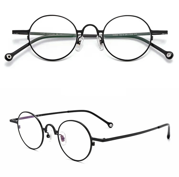 Aror Unisex Full Rim Round Titanium Eyeglasses Frame 494080 - Lightweight & Durable Eyewear for Men & Women | Perfect for Reading, Driving & Everyday Use