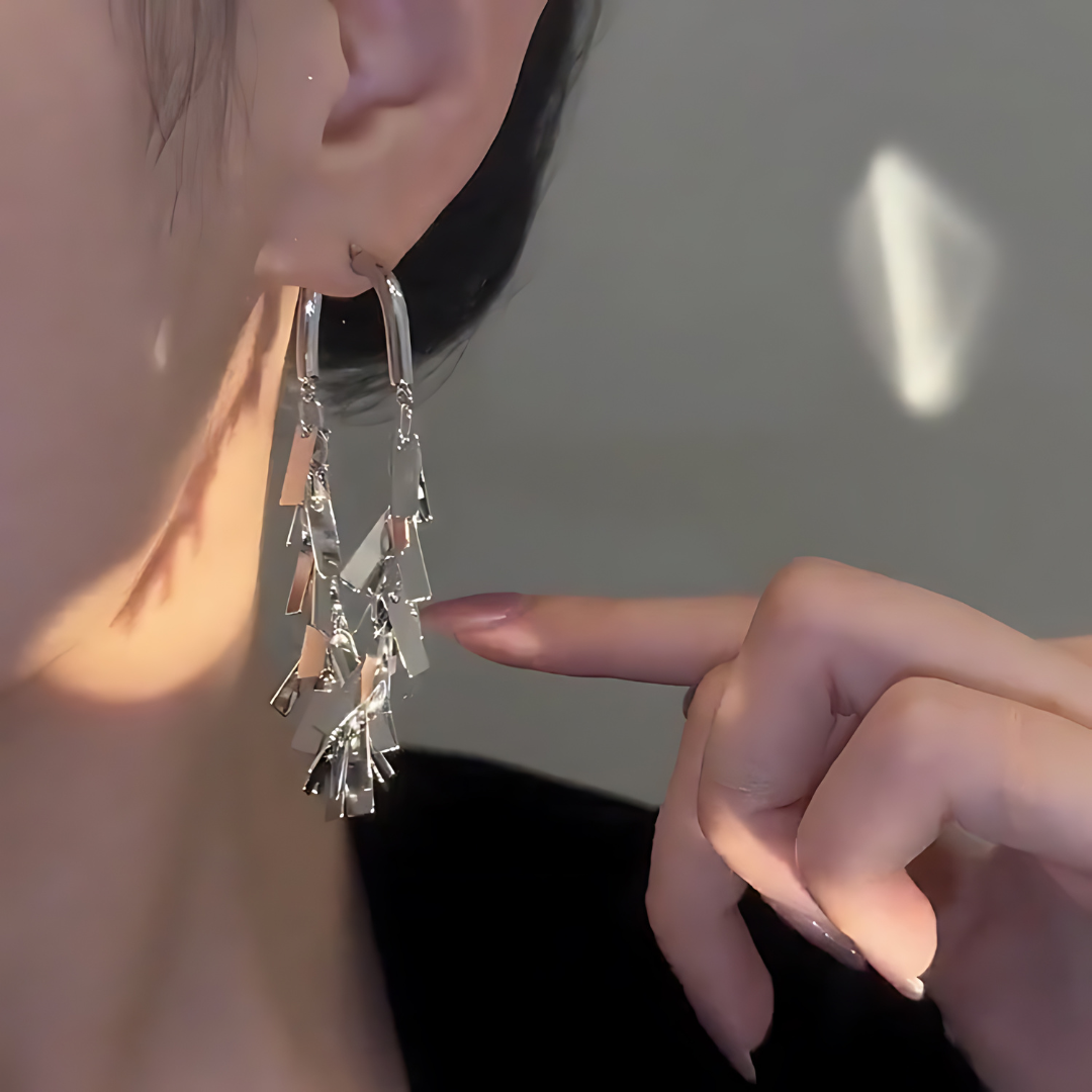 Stylish Geometric Tassel Hoop Earrings for Women | Trendy Boho Dangle Earrings | Gold & Silver Statement Jewelry | Perfect for Parties, Weddings & Everyday Wear (A7886)