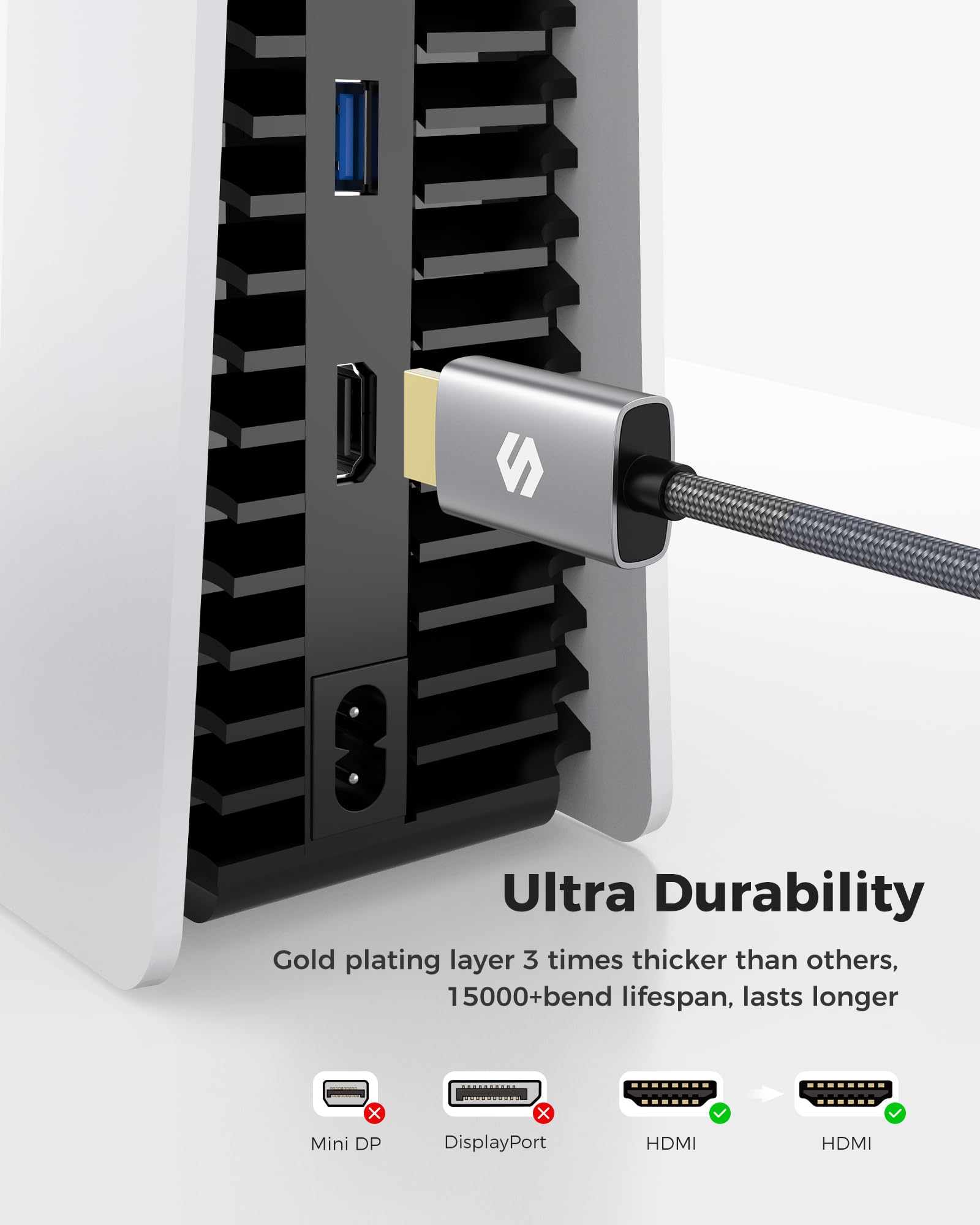 Silkland 4K HDMI Cable 1M - High Speed HDMI 2.0 Cable with ARC, 4K@60Hz, HDR, 3D Support - Compatible with Smart TV, Soundbar, Blu-Ray, PS5/PS4, Xbox Series X, PC, Monitor - Perfect for Home Theater & Gaming Setup
