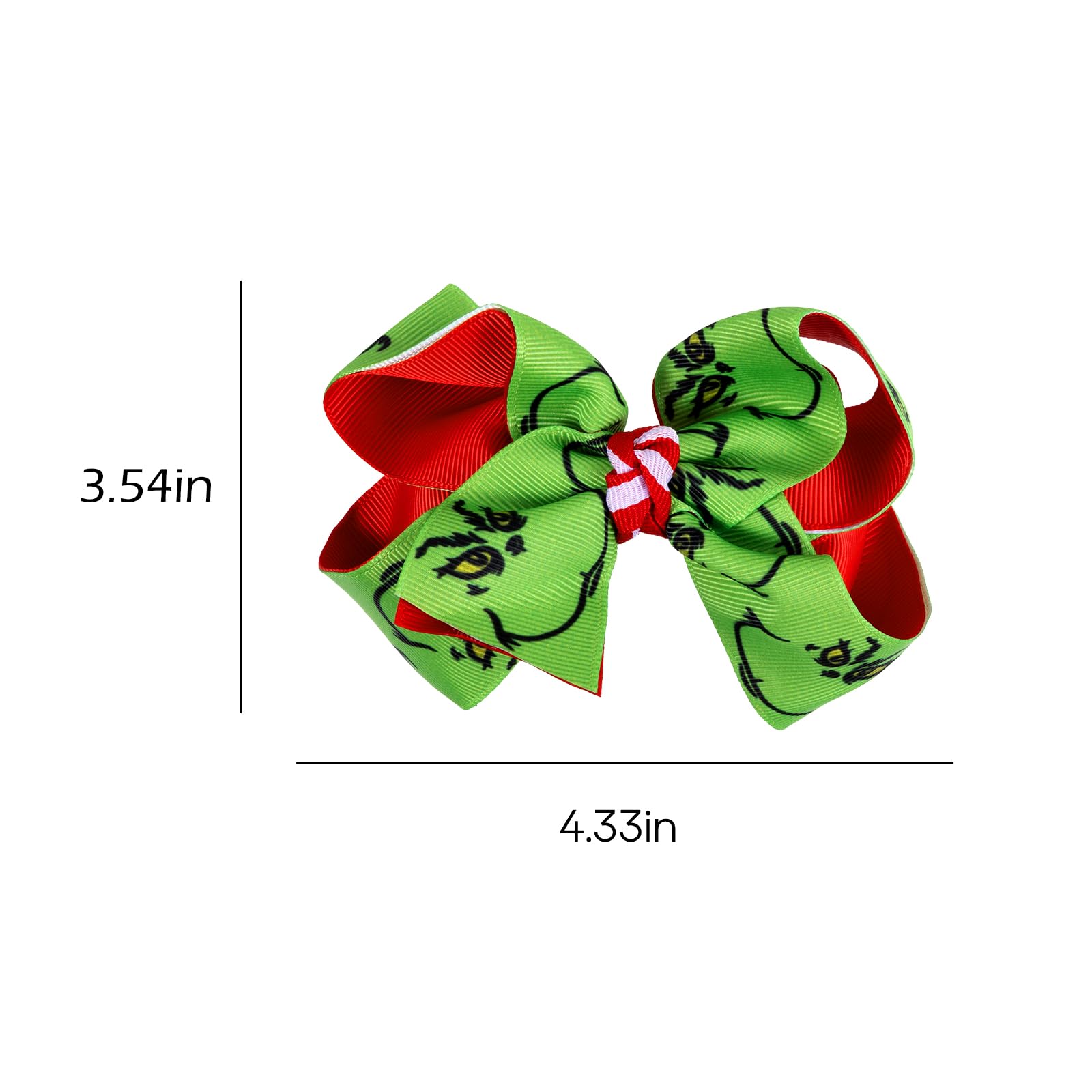 Christmas Green Hair Bow Clips 4.3