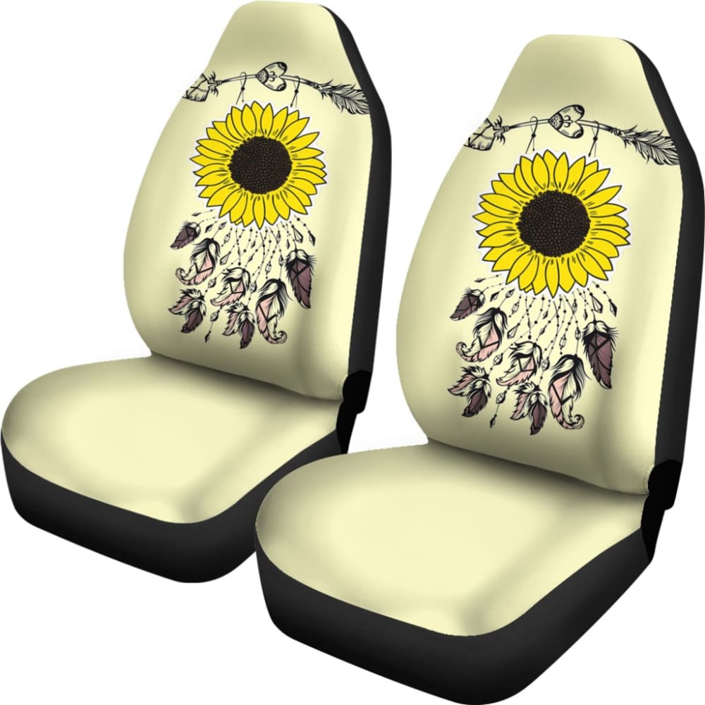 Stylish Sunflower Native American Pattern Car Seat Covers - Light Yellow Background for Cars, SUVs & Trucks | Perfect Gift Idea for Home & Travel Comfort