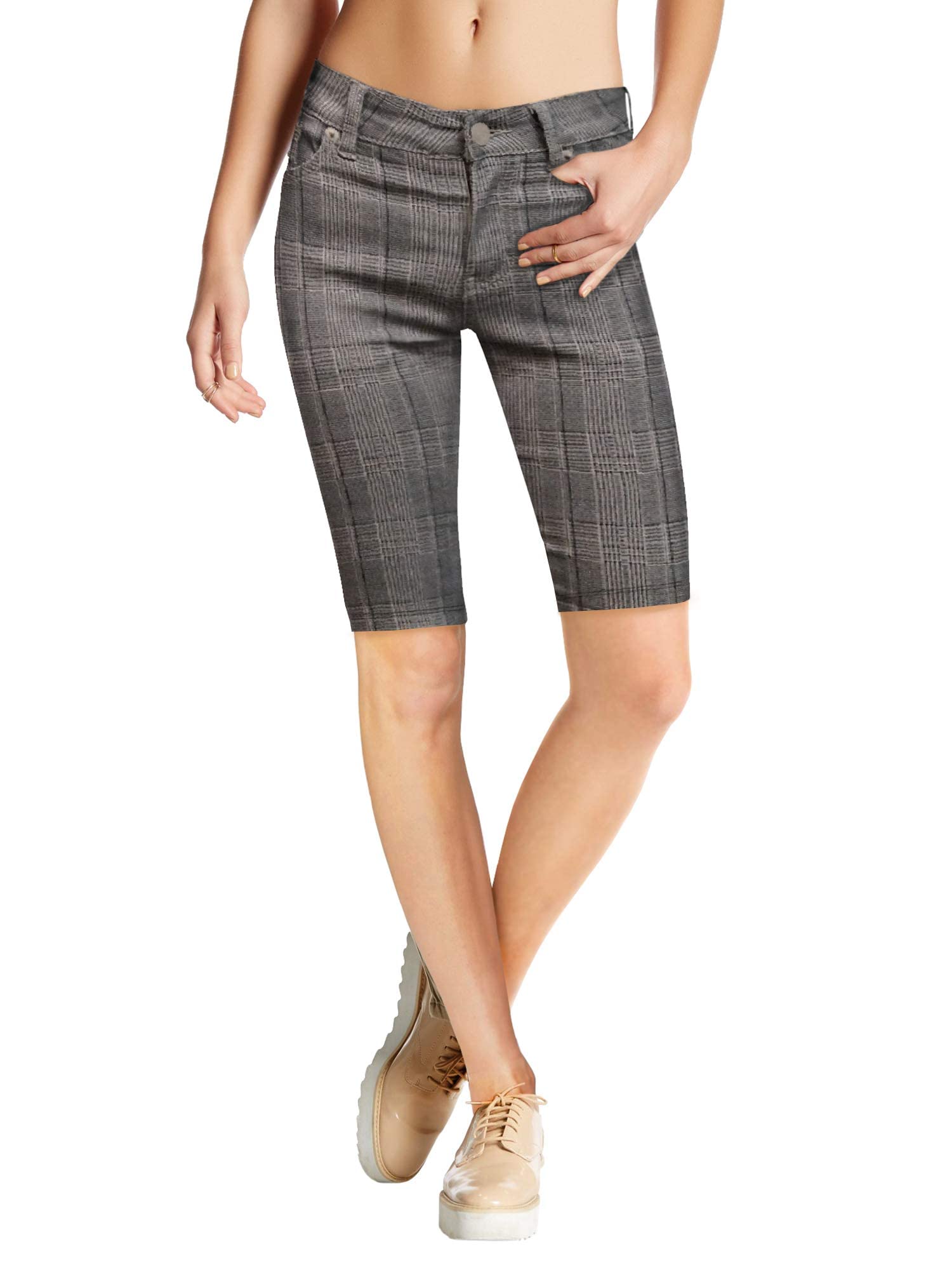 Hybrid & Company Women's Perfectly Shaping Hyper Stretch Bermuda Shorts - High Waist Tummy Control Workout Shorts for Yoga, Running & Summer Casual Wear
