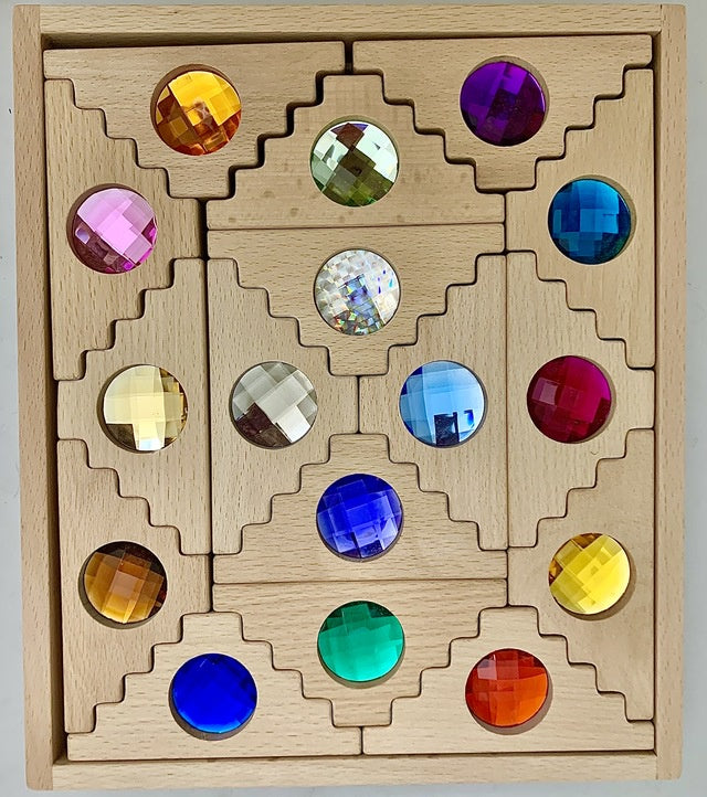 Dutch Step Wooden Gem Gables Block Set - 16pc Educational Building Blocks for Kids | STEM Learning Toys for Toddlers & Preschoolers | Perfect for Creative Play, Classroom Activities & Birthday Gifts