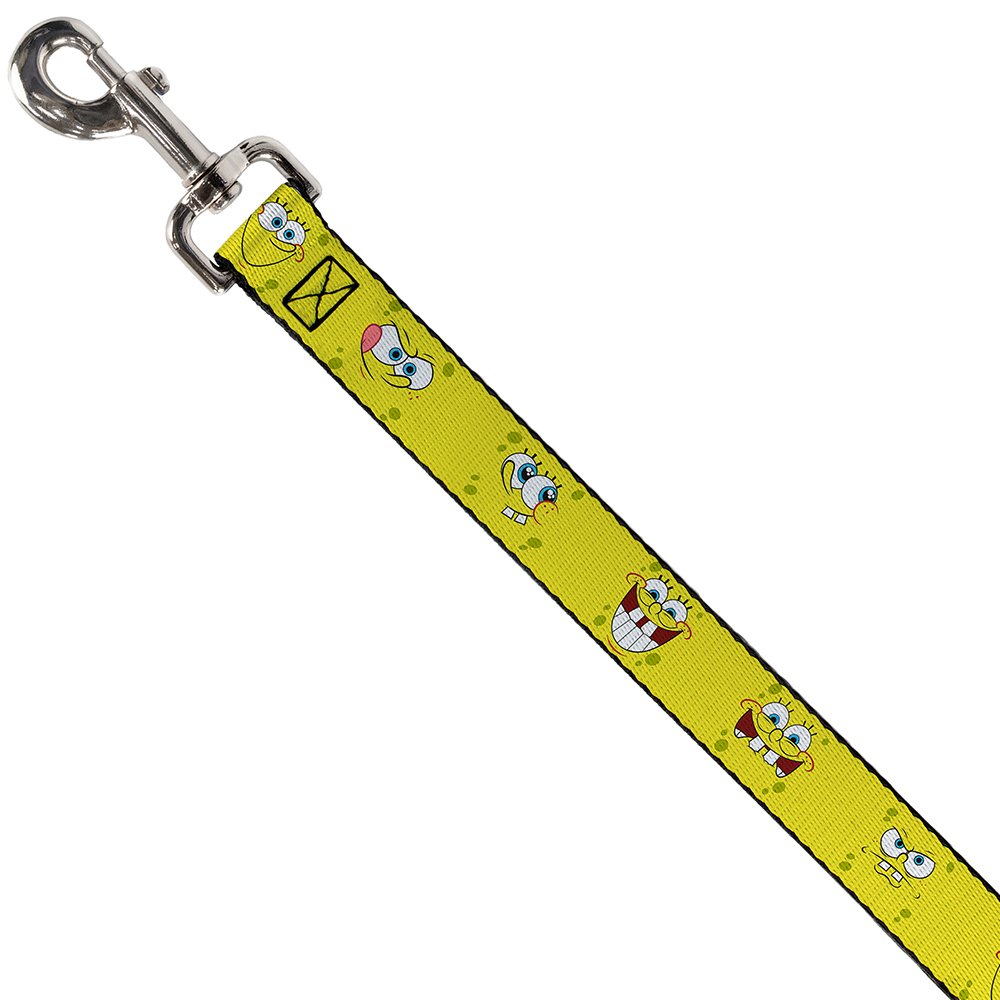 Buckle-Down SpongeBob Expressions Pet Leash - 4FT Long, 1.5IN Wide Reflective Dog Leash for Small to Medium Dogs - Perfect for Walks, Training & Outdoor Adventures