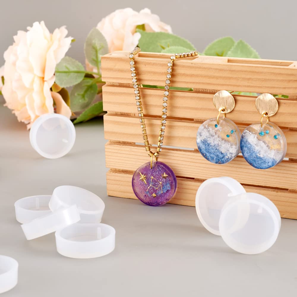 10pcs Clear Round Resin Jewelry Casting Molds with Hanging Hole - Silicone Pendant Molds for DIY Epoxy, UV Resin & Soap Making - Perfect for Necklaces, Keychains & Handmade Craft Gifts