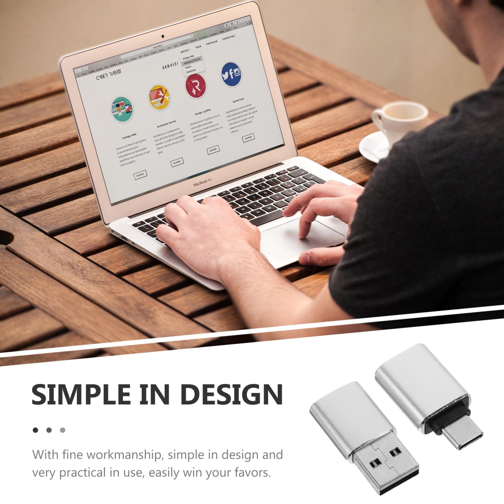 Hemobllo 4-Pack USB C Adapter - USB to USB-C Converter for Phone, Tablet & Laptop - Fast Charging OTG Adapter with Aluminum Alloy Design - Perfect for Travel, Work & Home Charging