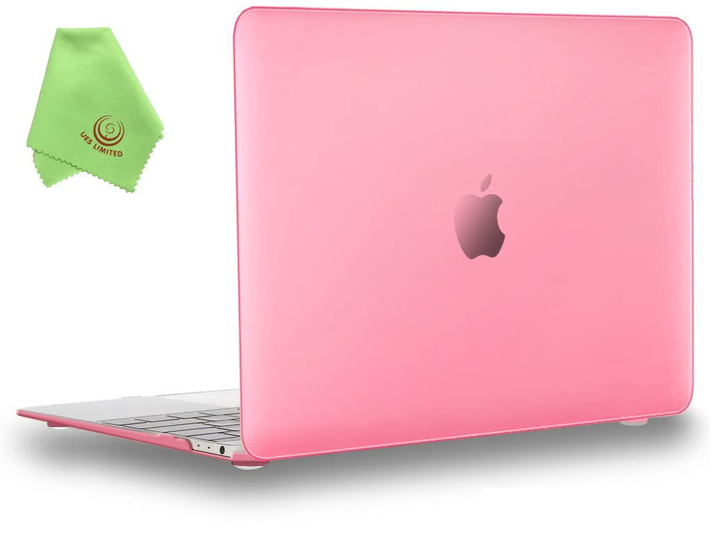 UESWILL Matte Hard Shell Case Cover for MacBook 12 inch Retina Display (A1534) - Soft Touch, Smooth Finish, Includes Microfiber Cleaning Cloth - Perfect for Work, Travel & School (Pink)