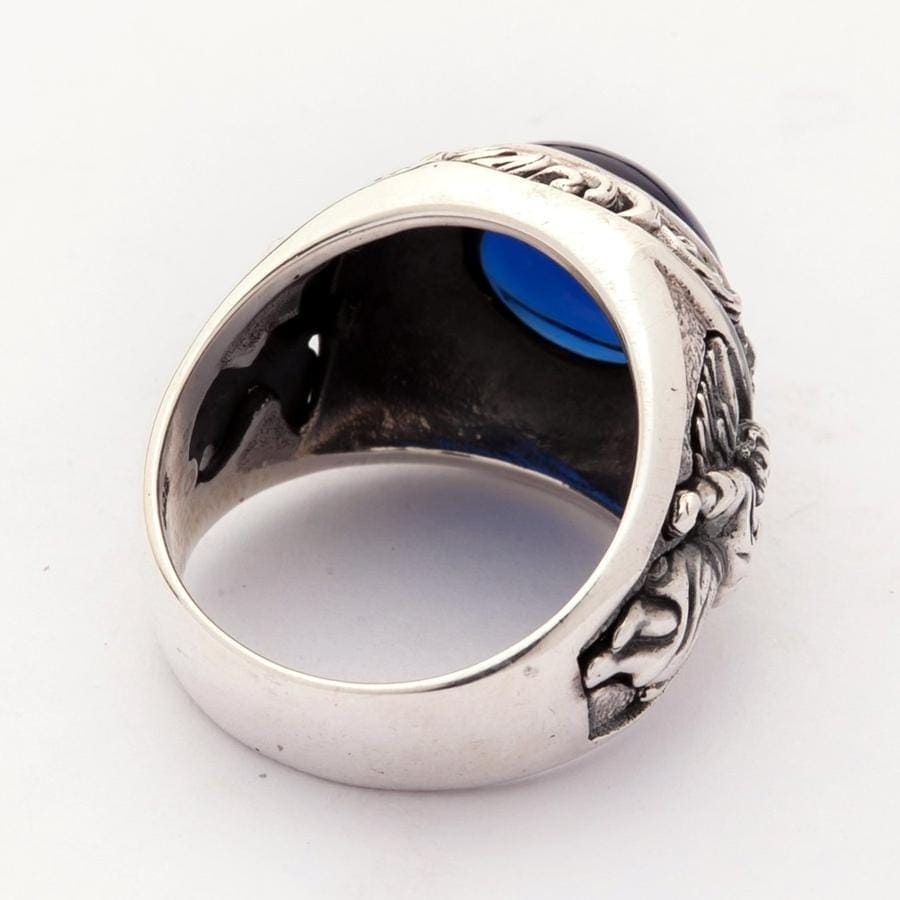 Blue Stone Sterling Silver Cupid Love Ring - Elegant Jewelry for Women, Perfect Gift for Valentine's Day, Anniversary & Romantic Occasions