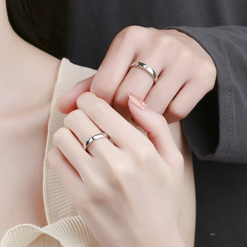 Sun and Moon Couple Rings for Women & Men - Sterling Silver Matching Promise Rings - Perfect for Anniversaries, Weddings, and Romantic Gifts