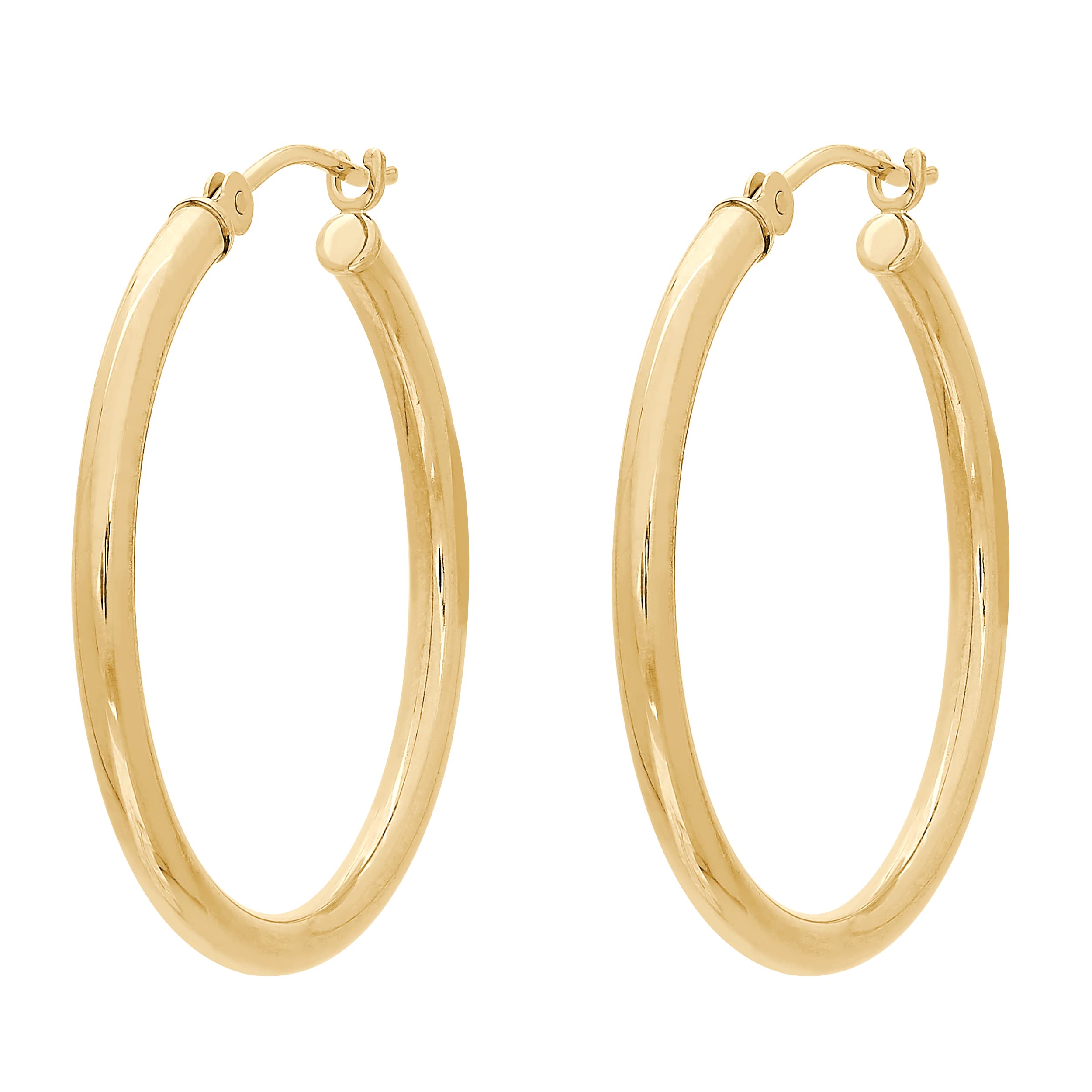 14K Gold Round Hoop Earrings 25mm - Welry Simply Gold™ Collection for Women | Everyday Wear, Gift Giving & Special Occasions