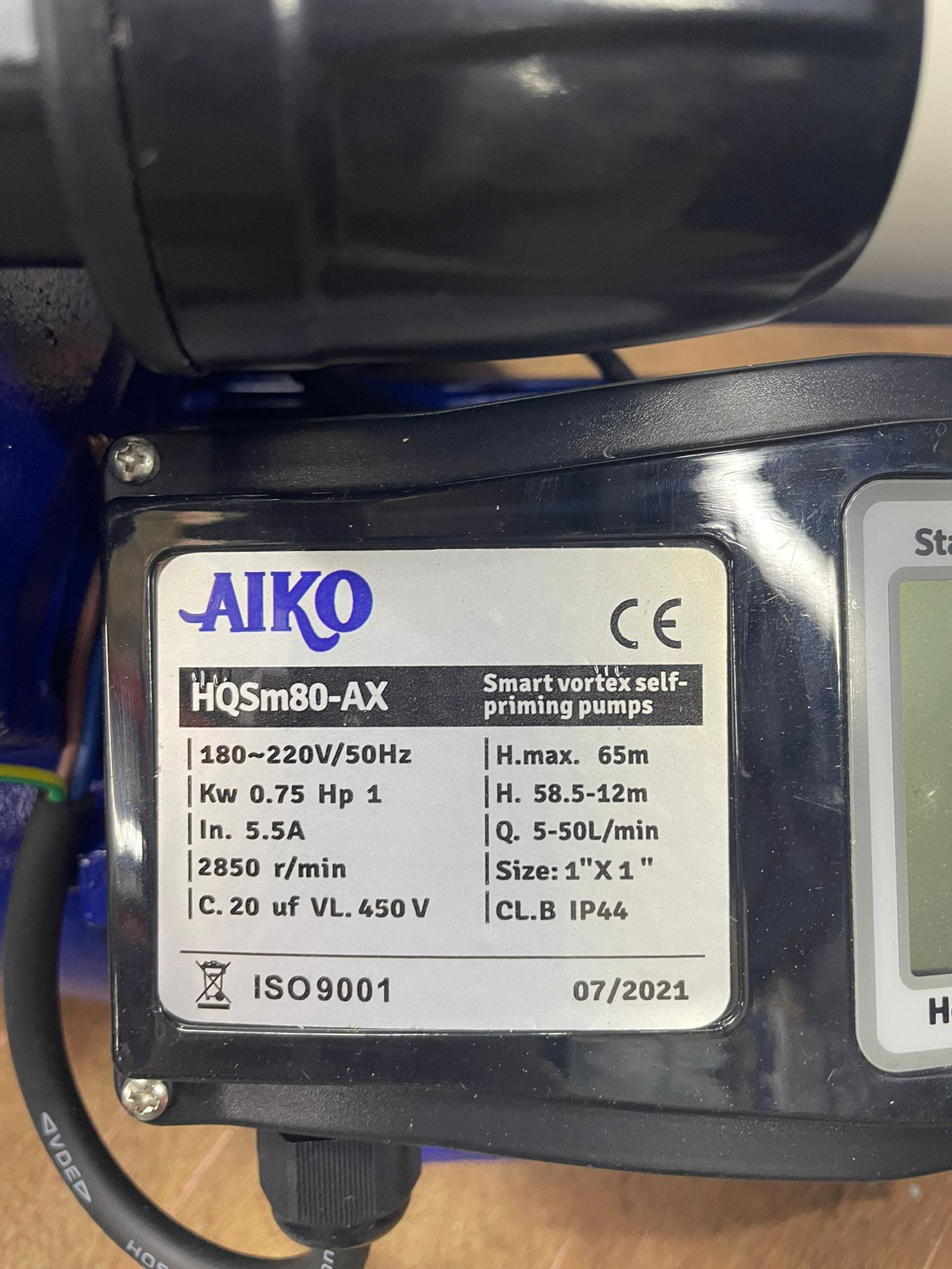 Aiko 220V 1 Outlet 1Hp Motor Smart Self Priming Auto Booster Pump WP HQSM80 AX - Ideal for Home Water Pressure Boosting, Garden Irrigation & Small Industrial Applications