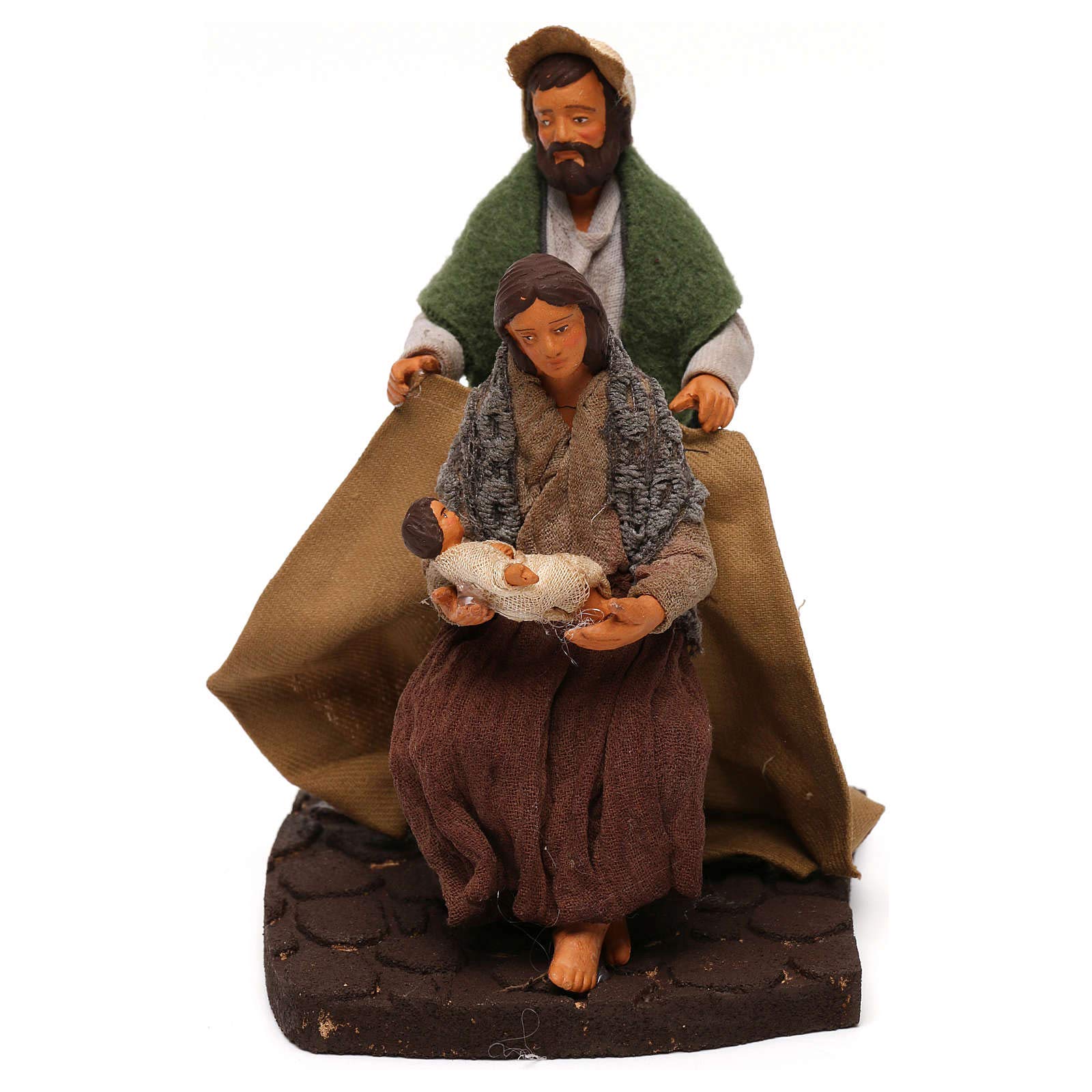 10cm Neapolitan Nativity Scene Figurine - Man Covering Wife and Baby - Perfect for Christmas Decorations, Home Nativity Displays & Holiday Collectibles