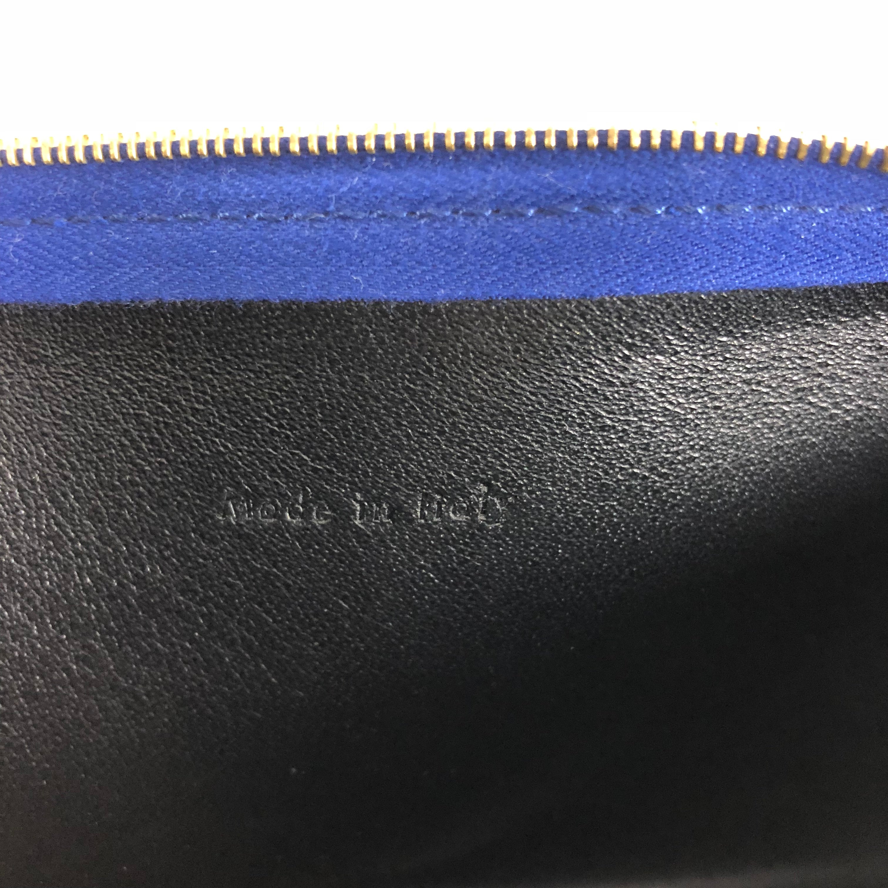 Celine Tricolor Blue Burgundy Taupe Leather Crossbody Bag with Front Pocket - Perfect for Work, Travel & Everyday Use