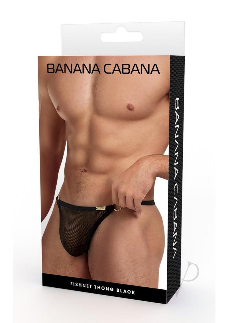 Banana Cabana Mesh G-String Thong Underwear for Women - Medium/Large Size - Black - Perfect for Lingerie, Sleepwear & Sensual Occasions