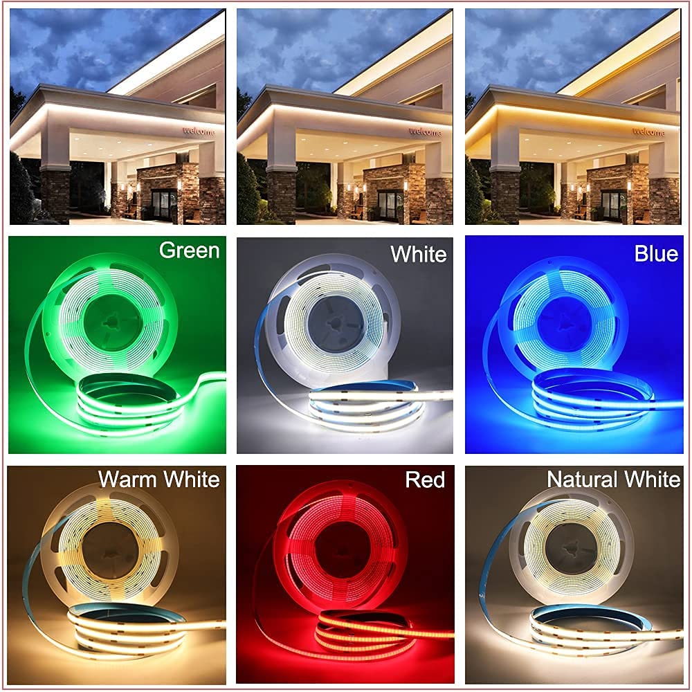 2m/6.6ft Flexible COB LED Strip Lights - 320 LEDs/m, 5V DC, Green Non-Waterproof LED Tape Light with USB Touch Dimmer | Perfect for TV Backlighting, Cabinet Lighting, Home Decor & DIY Projects