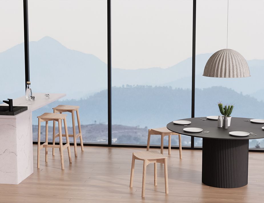 Andi Low Stool 45cm - Modern Wooden Bar Stool for Kitchen, Dining & Living Room - Compact & Stylish Home Decor Furniture