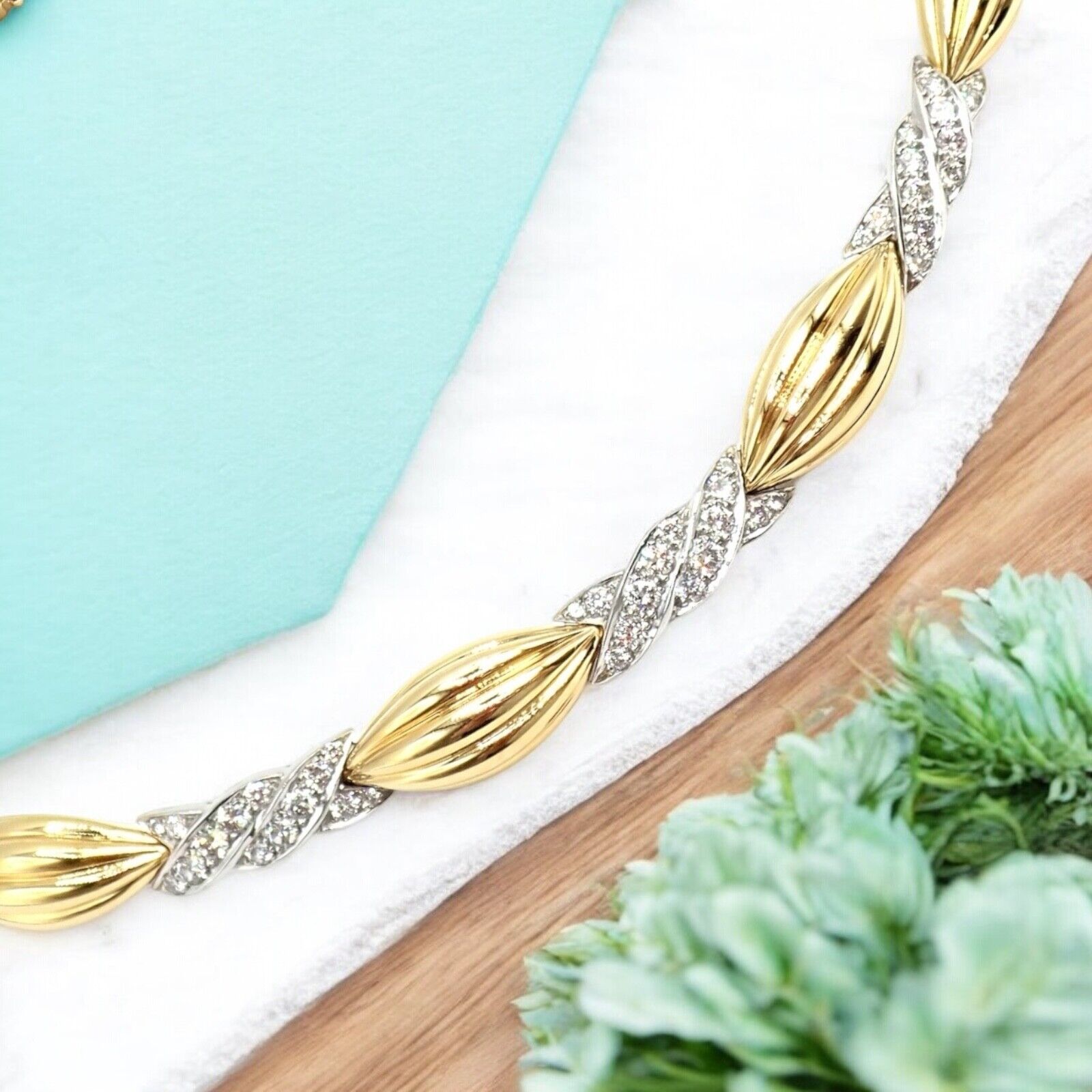 Authentic Tiffany & Co 18k Yellow & White Gold 4 Carat Diamond Candy Necklace - Elegant Jewelry Gift for Women, Perfect for Anniversaries & Special Occasions