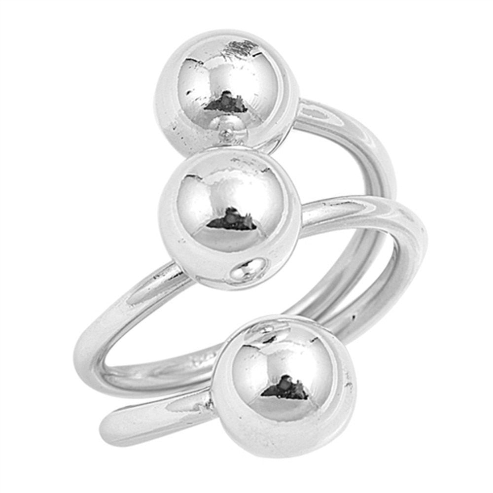 24mm Swirl Ball Ring - High Polish 925 Sterling Silver Minimalist Ring for Women | Fashion Jewelry Gift for Her | Celebrity Inspired Design for Everyday Wear & Special Occasions