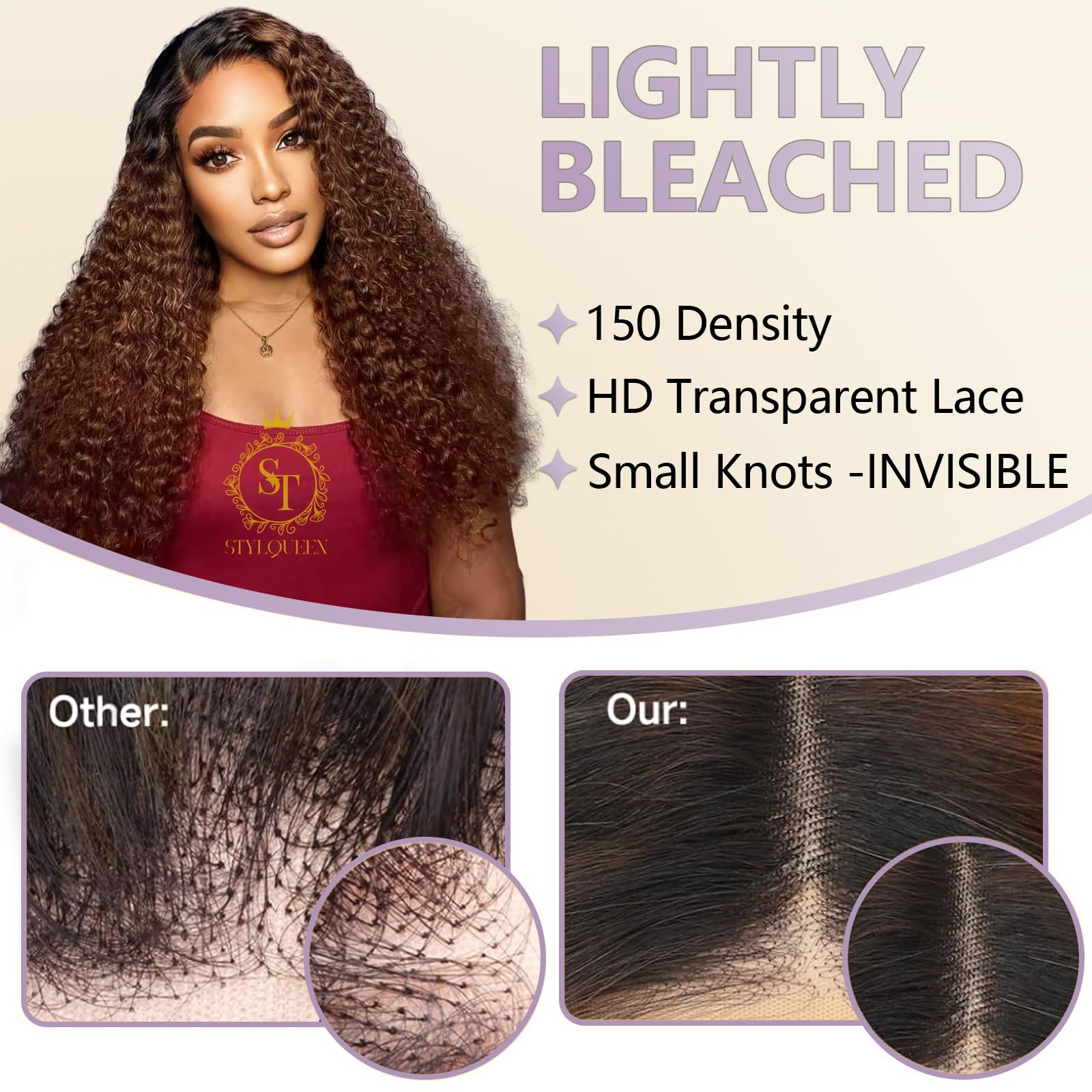 13x4 Glueless Ombre Lace Front Wig Human Hair - Pre Plucked Deep Wave Brown Curly 1B30 Colored Wigs 20 Inch 150% Density for Black Women | Perfect for Daily Wear, Parties & Special Occasions
