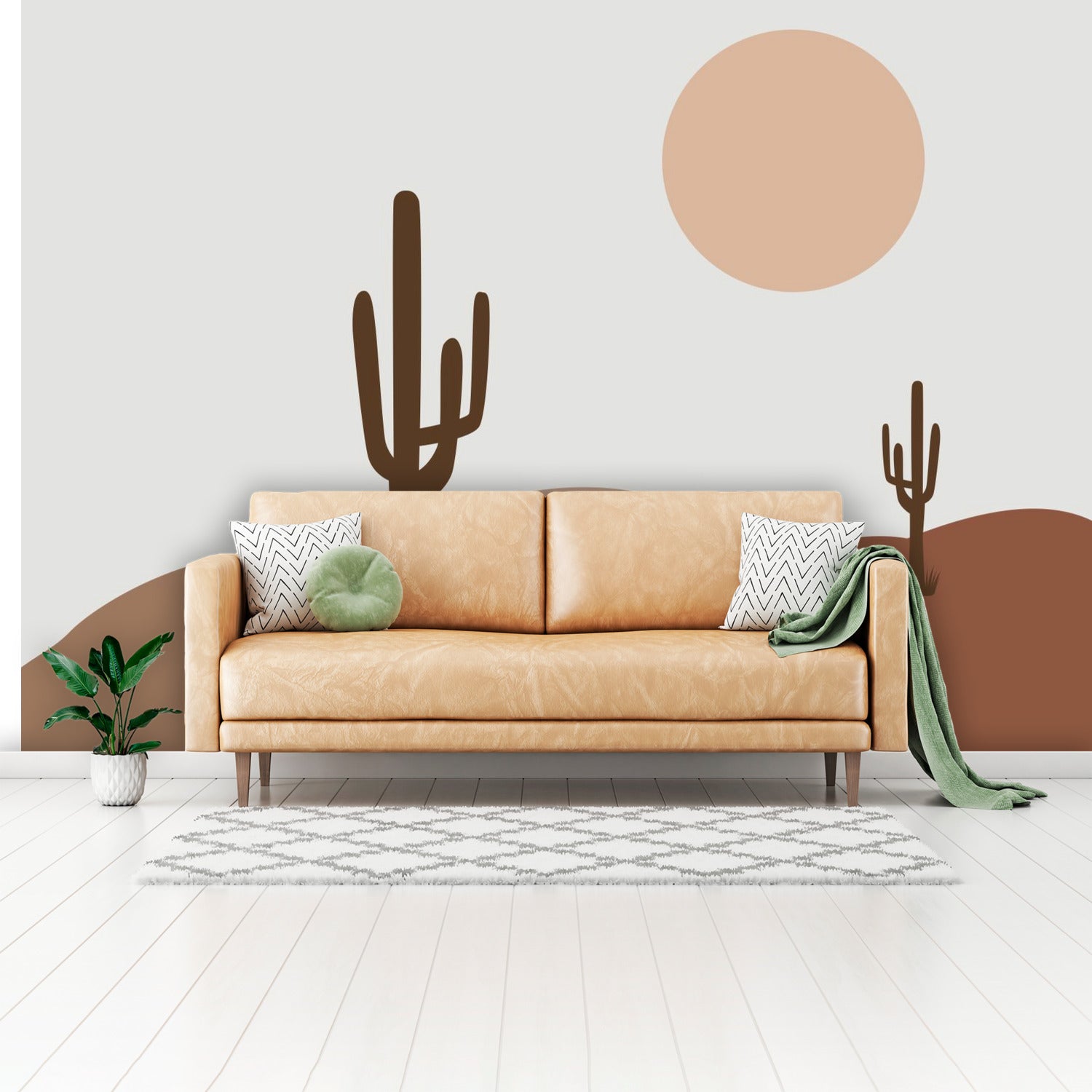 Desert Valley Wall Murals - Cactus & Joshua Tree Wallpaper for Home Decor | Perfect for Living Room, Bedroom & Office Wall Art