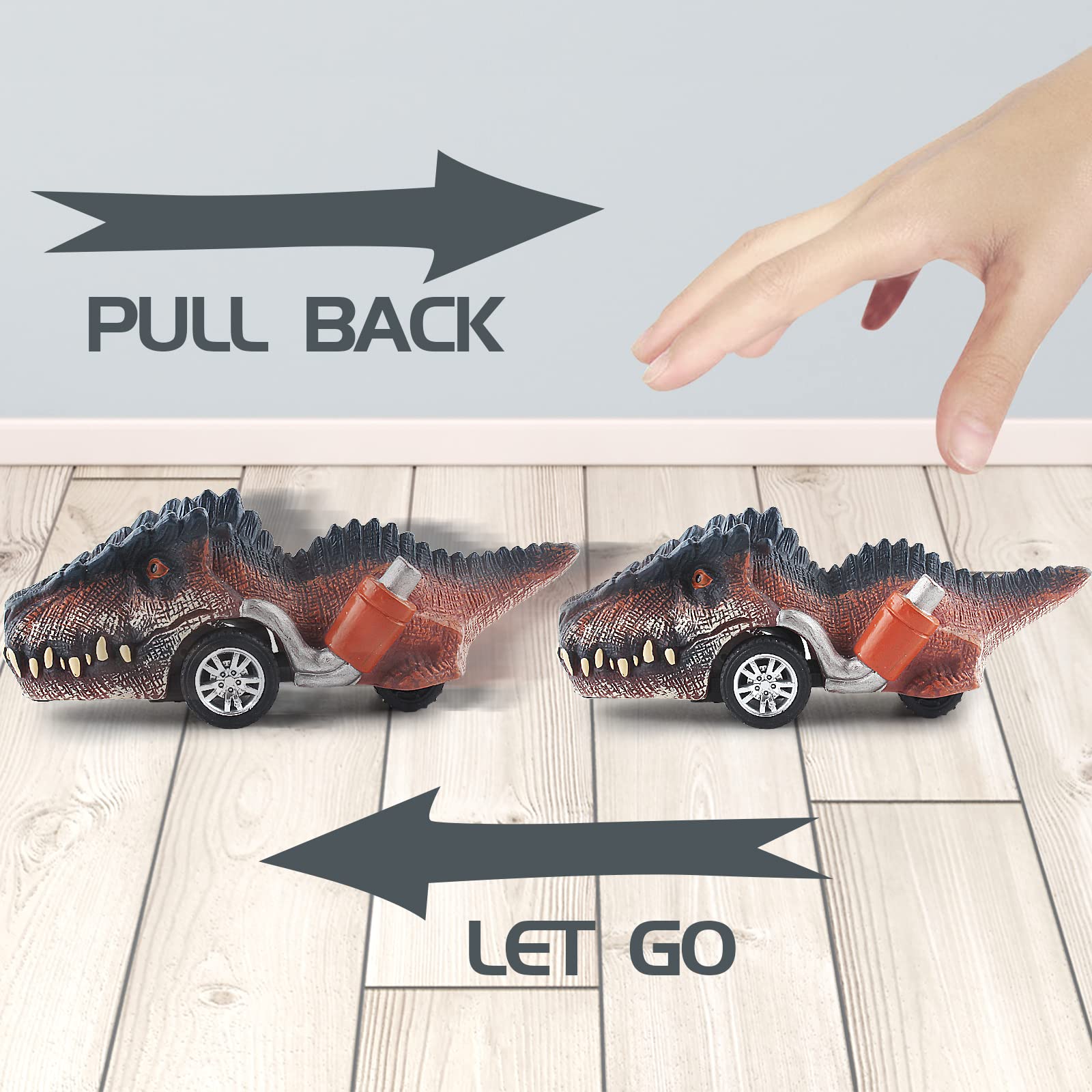 DINOBROS Pull Back Dinosaur Toy Cars - 6 Pack Dino Toys for Kids Ages 3-7 | Fun Educational Gifts for Boys & Girls | Perfect for Birthday Presents, Playtime & STEM Learning