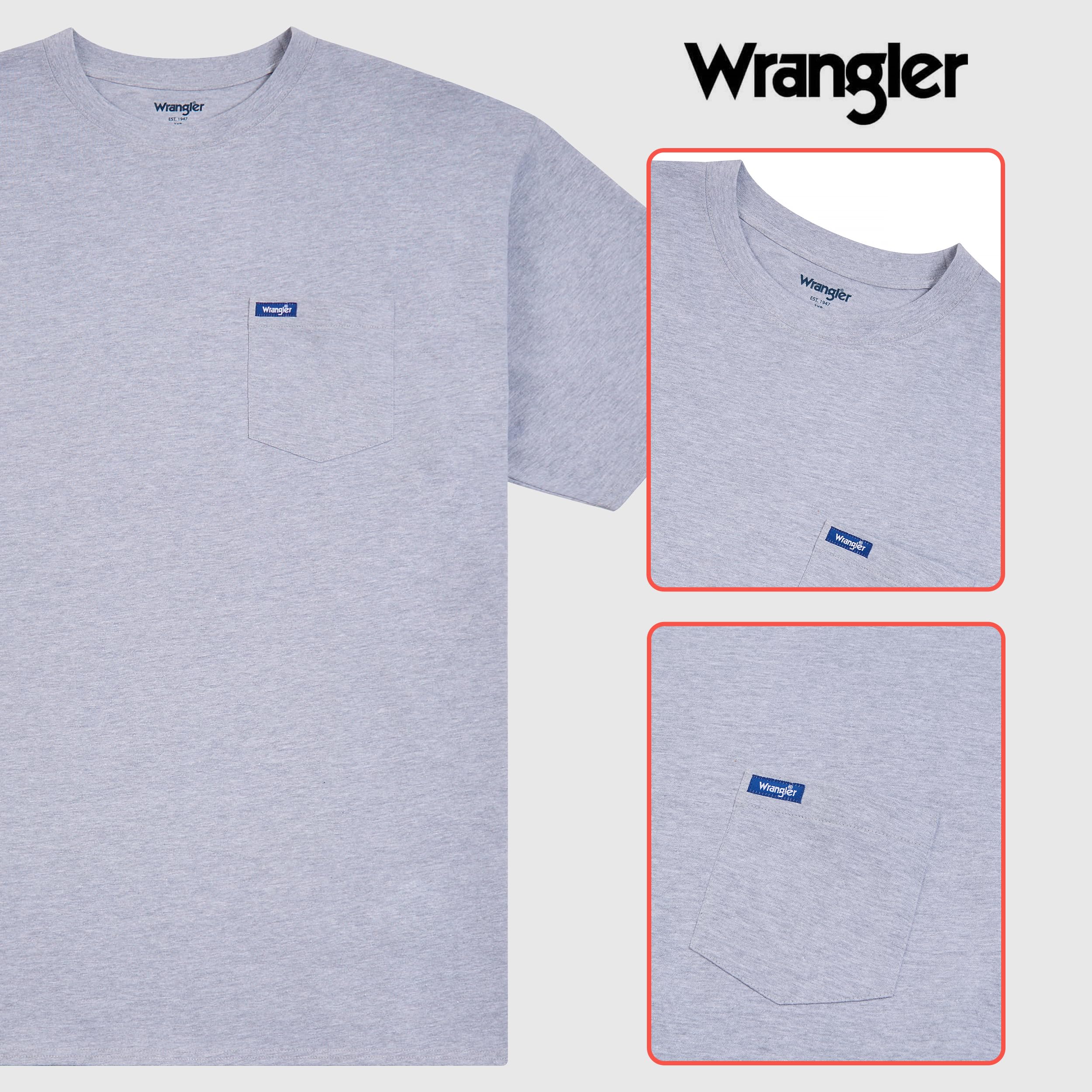 Wrangler Big and Tall Men's Cotton T-Shirts 2-Pack with Chest Pocket - Comfortable Casual Wear for Work & Outdoor Activities