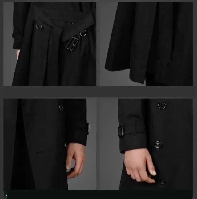 Men's Stylish Runway Trench Coat - Waterproof Lightweight Long Coat for Fall & Winter - Perfect for Business, Travel & Formal Occasions