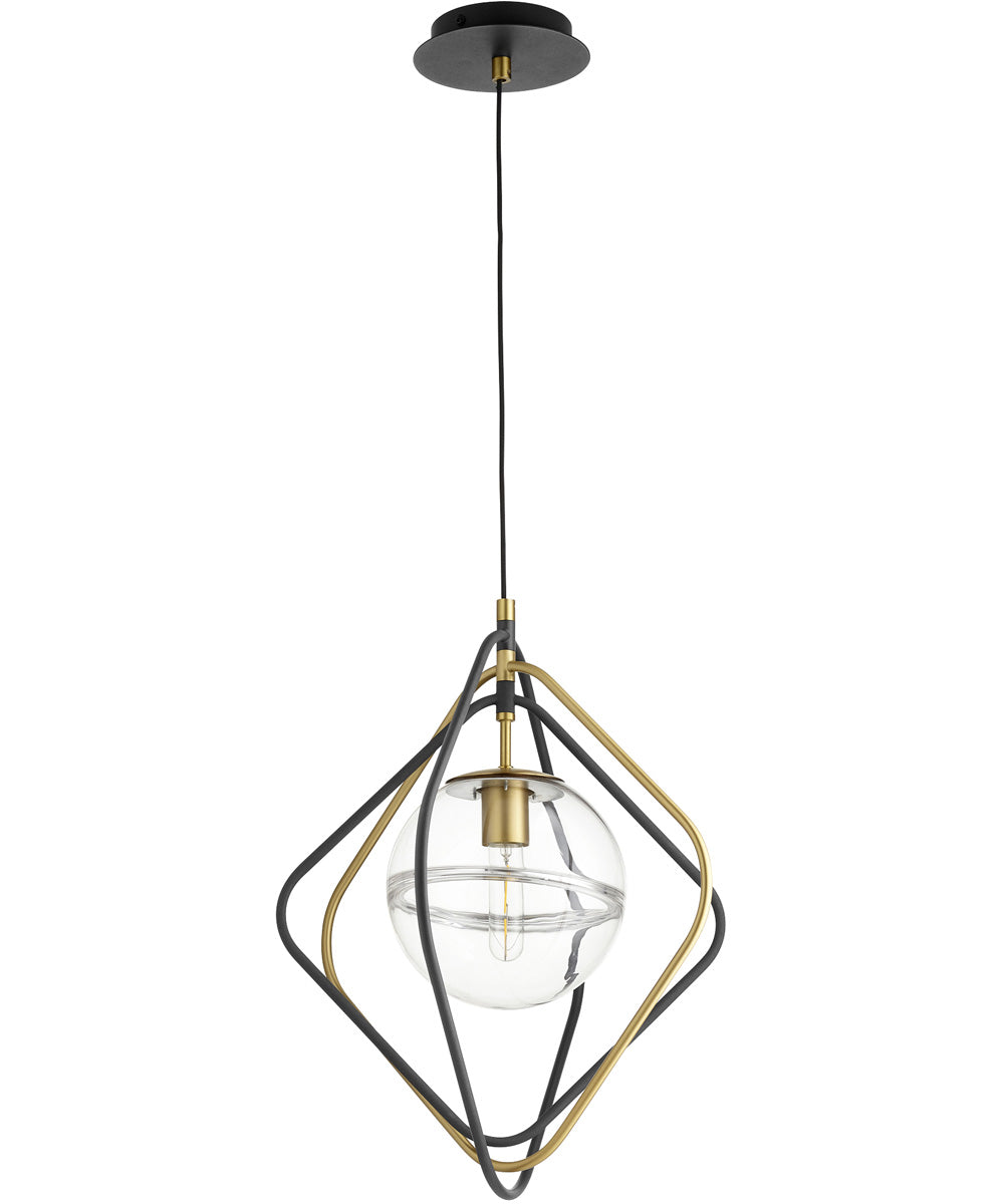 Vintage Black Pendant Light with Aged Brass Finish - Modern Farmhouse, Kitchen Island, Dining Room Lighting Fixture