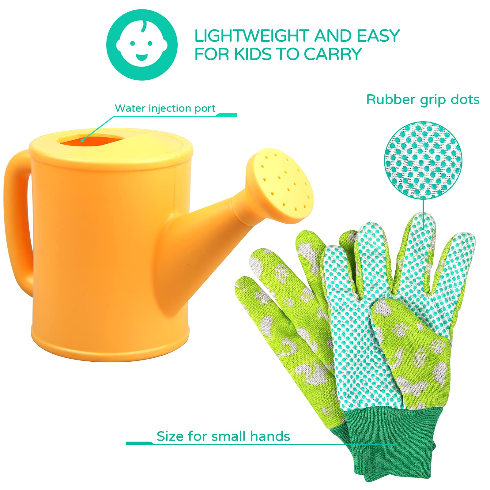 ZEIZRWK Kids Gardening Tool Set with Watering Can, Rake, Shovel, Gloves, Apron & Sprayer - Complete Garden Kit for Boys & Girls - Perfect for Outdoor Play, Learning & Family Gardening Activities
