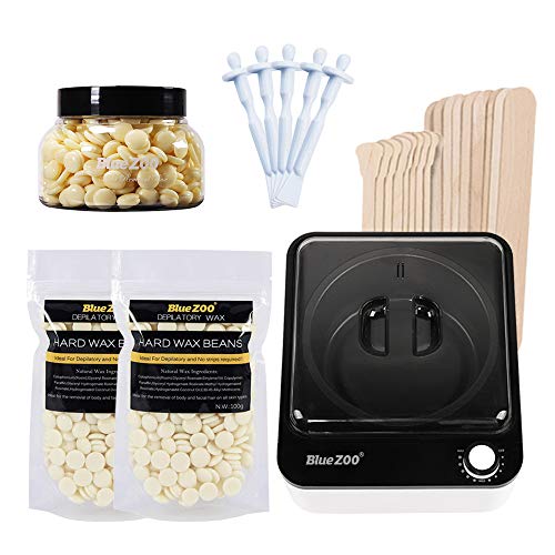 Professional Waxing Kit for Hair Removal - DIY Wax Warmer Set with Wax Applicator Sticks, Wax Beans & Nose Hair Stick (Cream) - Perfect for Home Use, Salon, Bikini, Legs & Facial Hair Removal