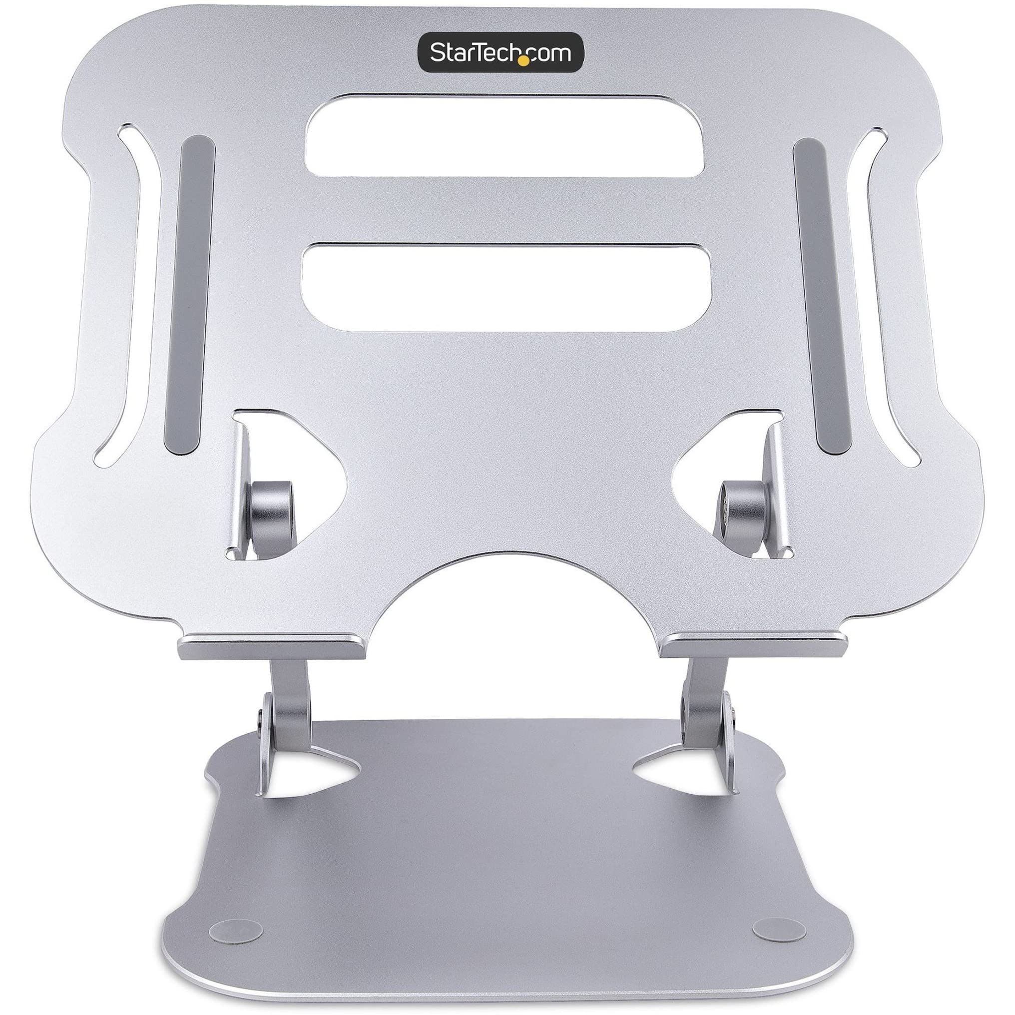 StarTech.com Adjustable Laptop Stand for Desk - Ergonomic Aluminum Laptop Riser with Foldable Design, Supports Up to 22lbs (10kg) - Perfect for Home Office, Gaming & Workspace Setup