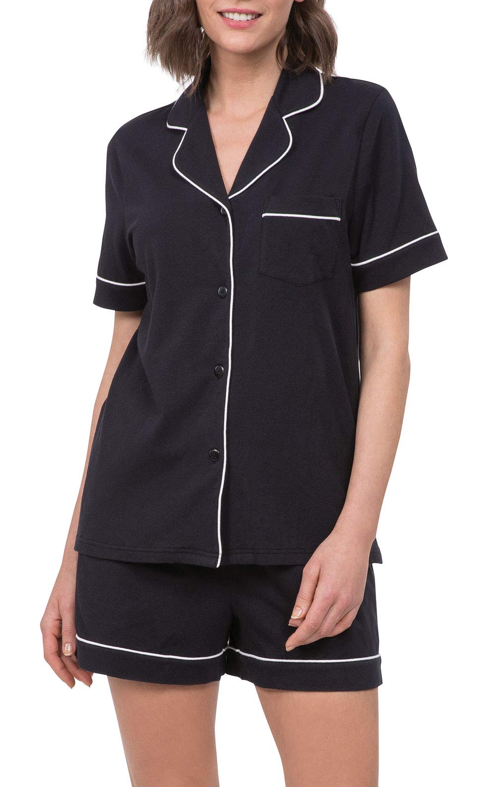 PajamaGram Women's 100% Cotton Pajama Short Sets - Soft & Breathable Sleepwear for Summer Nights, Lounge Wear, and Relaxing at Home