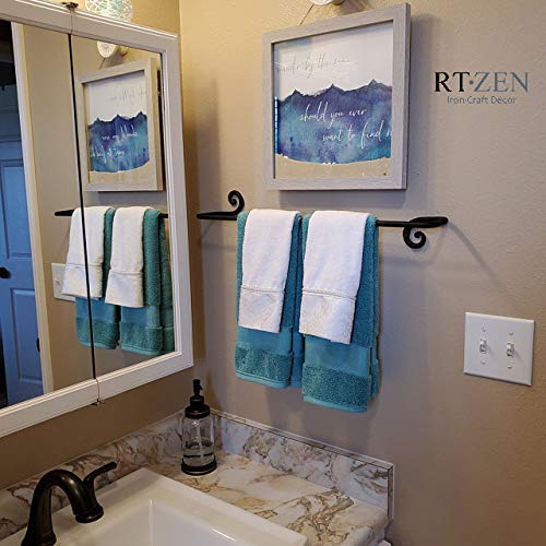 RTZEN Wrought Iron Bathroom Accessories Set - Decorative Hand Towel Bar, Body Towel Hanger & Toilet Paper Holder | Rustic Bathroom Decor for Home & Hotel Use